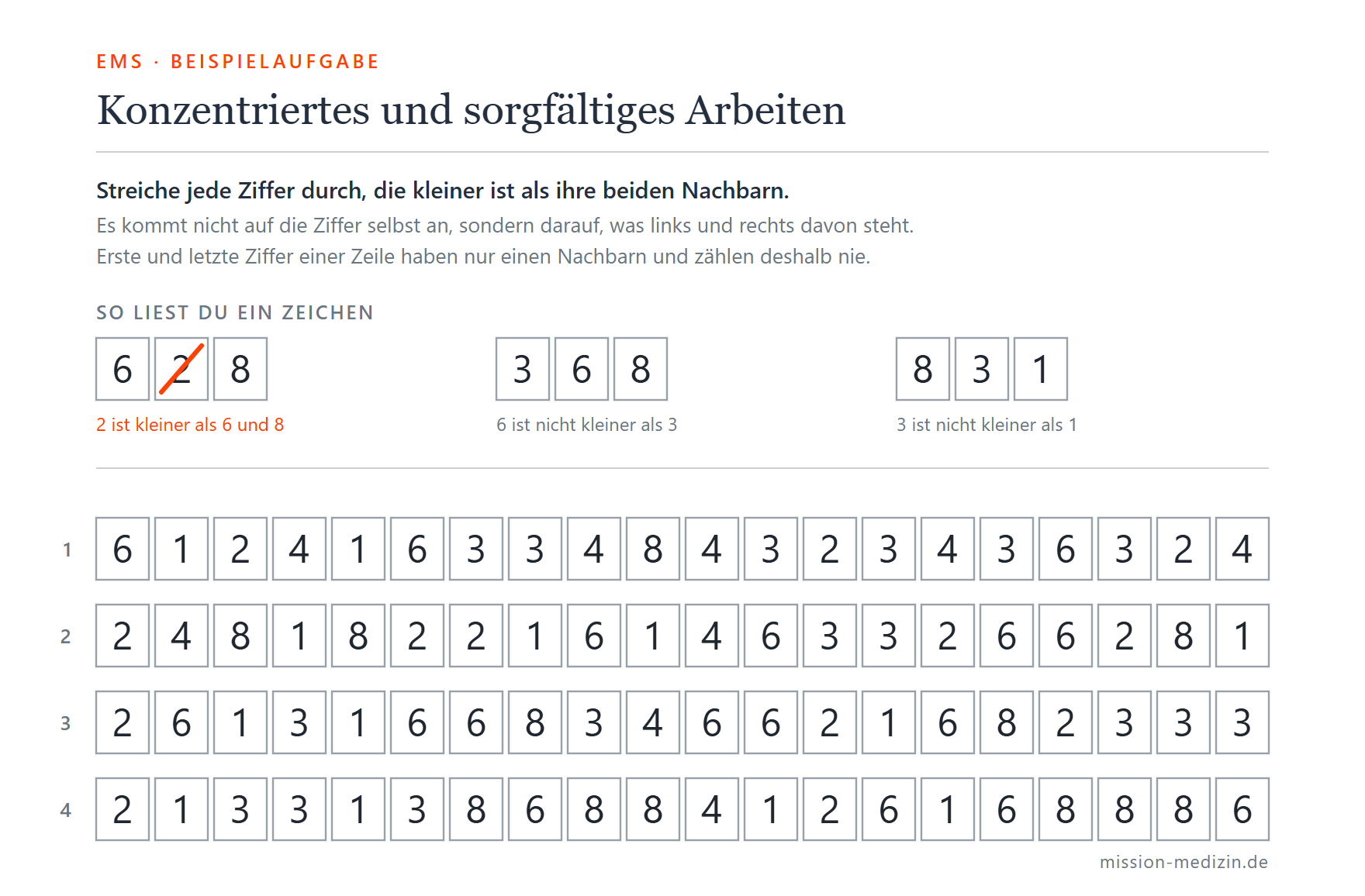 Beispielaufgabe Konzentriertes und sorgfältiges Arbeiten