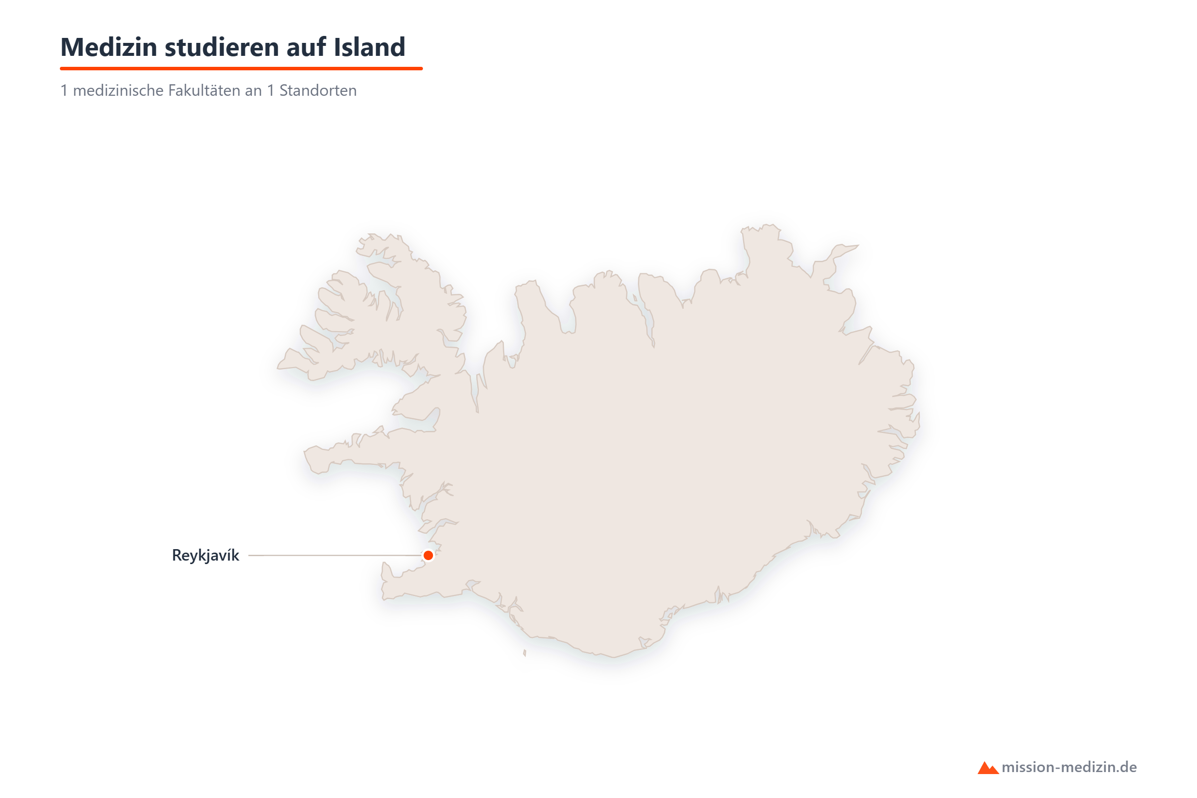 Karte: Standorte für das Medizinstudium auf Island