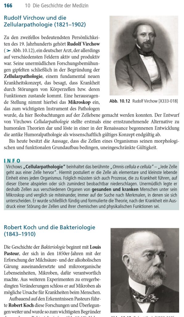 Seite 166 über Rudolf Virchow und Robert Koch