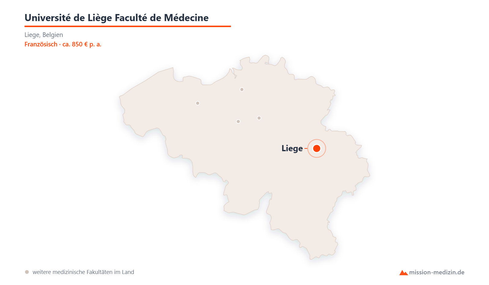 Karte: Lage von Université de Liège Faculté de Médecine in Belgien