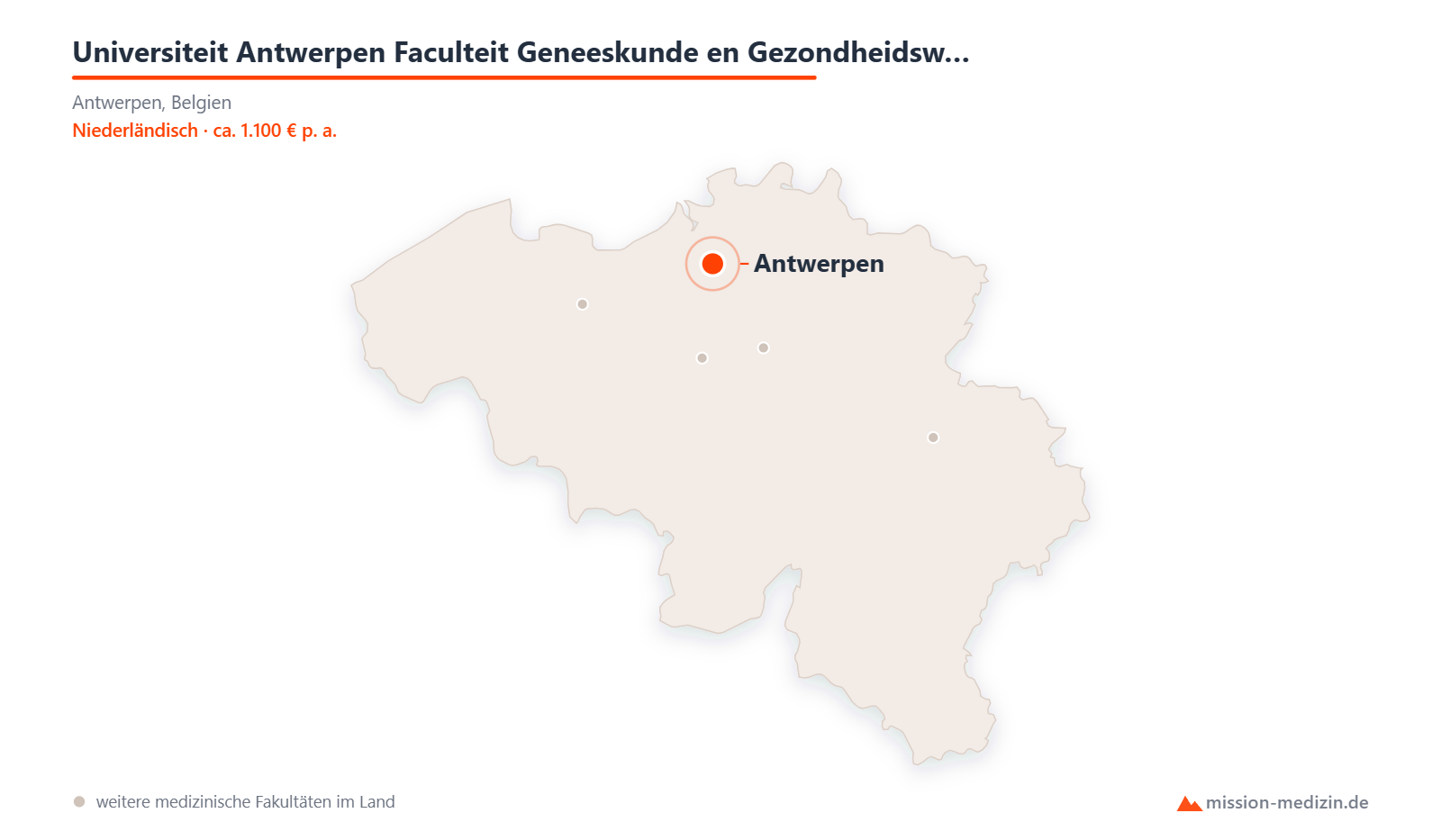 Karte: Lage von Universiteit Antwerpen Faculteit Geneeskunde en Gezondheidswetenschappen in Belgien