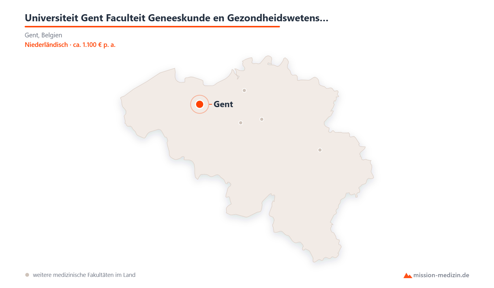 Karte: Lage von Universiteit Gent Faculteit Geneeskunde en Gezondheidswetenschappen in Belgien