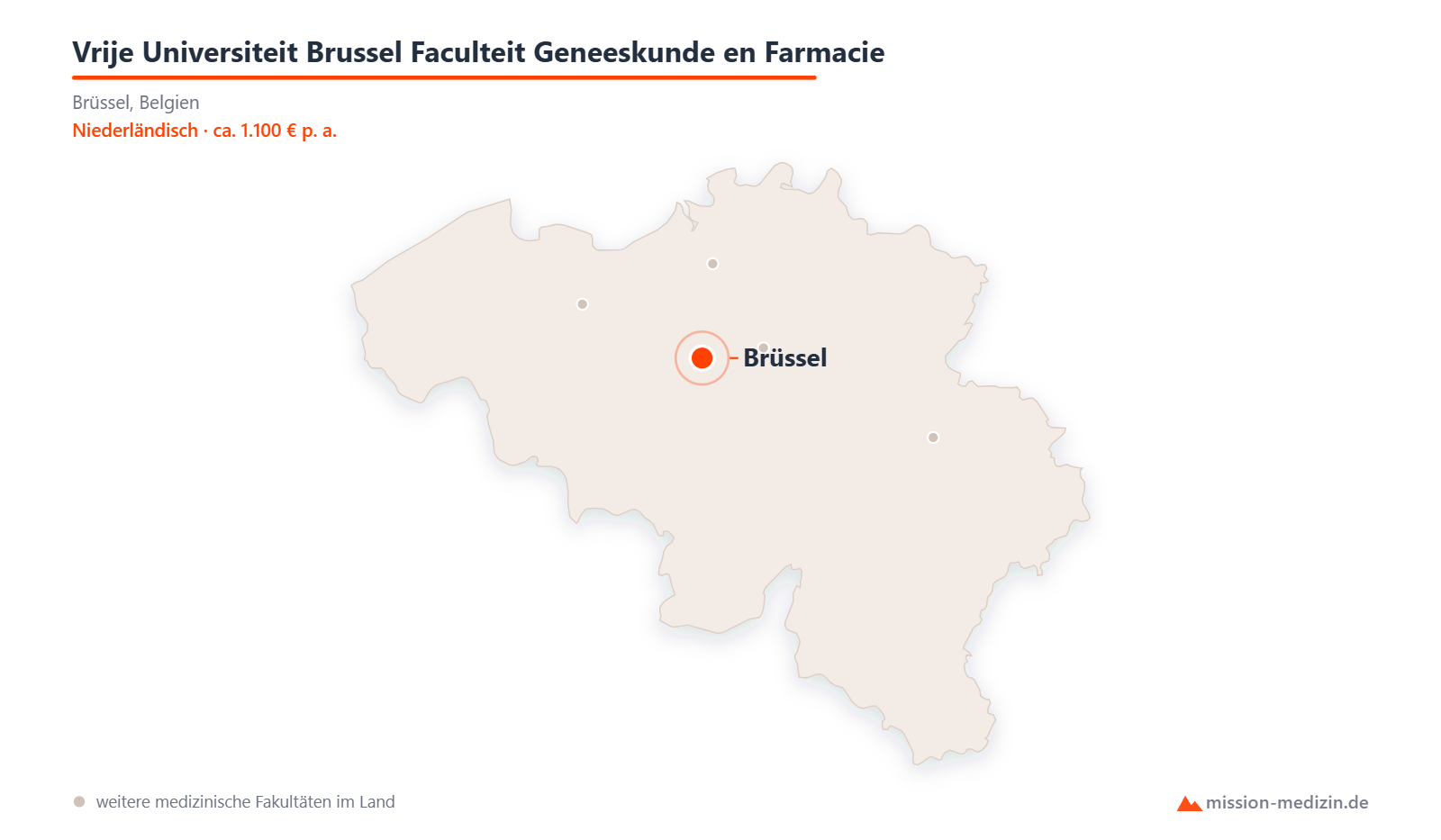 Karte: Lage von Vrije Universiteit Brussel Faculteit Geneeskunde en Farmacie in Belgien