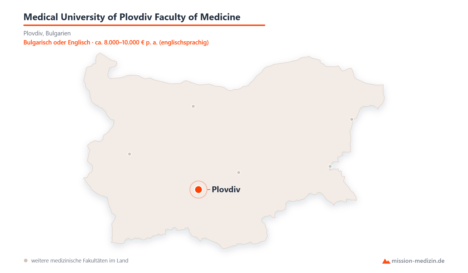 Karte: Lage von Medical University of Plovdiv Faculty of Medicine in Bulgarien