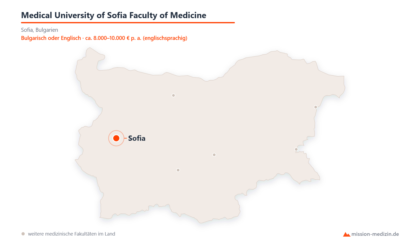 Karte: Lage von Medical University of Sofia Faculty of Medicine in Bulgarien