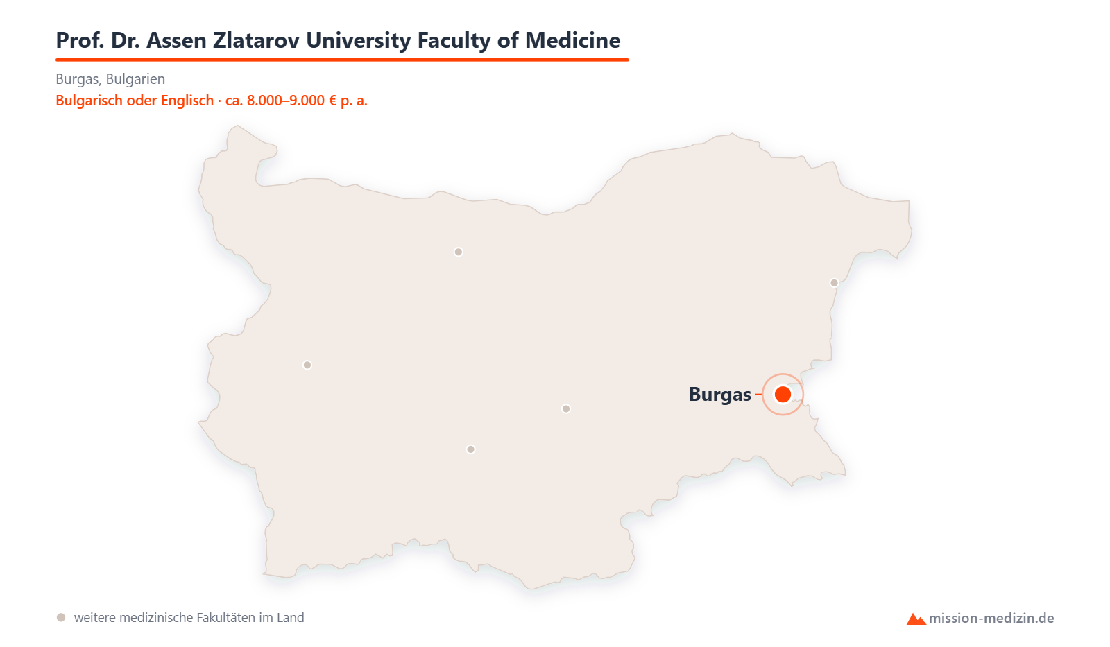Karte: Lage von Prof. Dr. Assen Zlatarov University Faculty of Medicine in Bulgarien