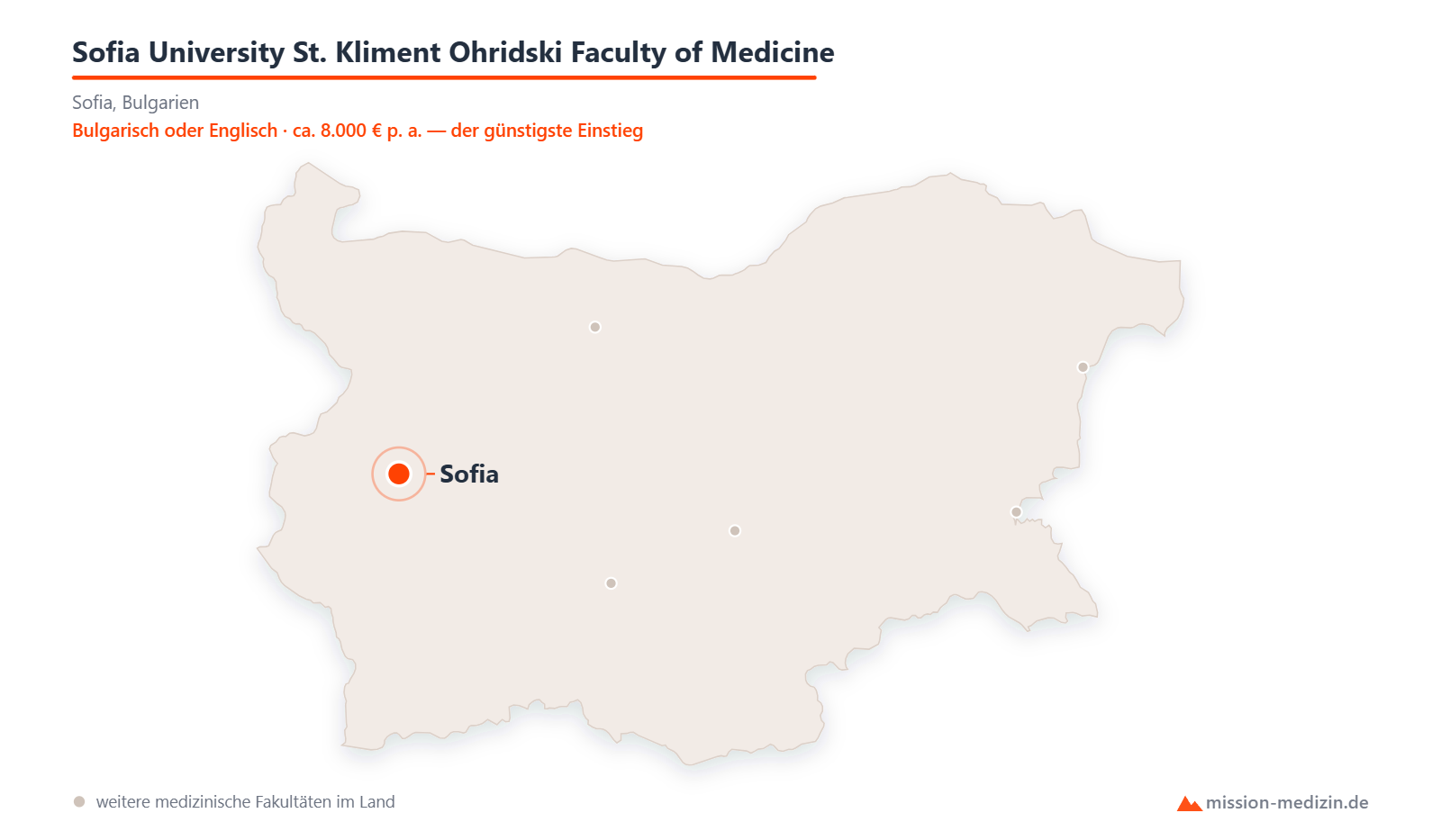 Karte: Lage von Sofia University St. Kliment Ohridski Faculty of Medicine in Bulgarien