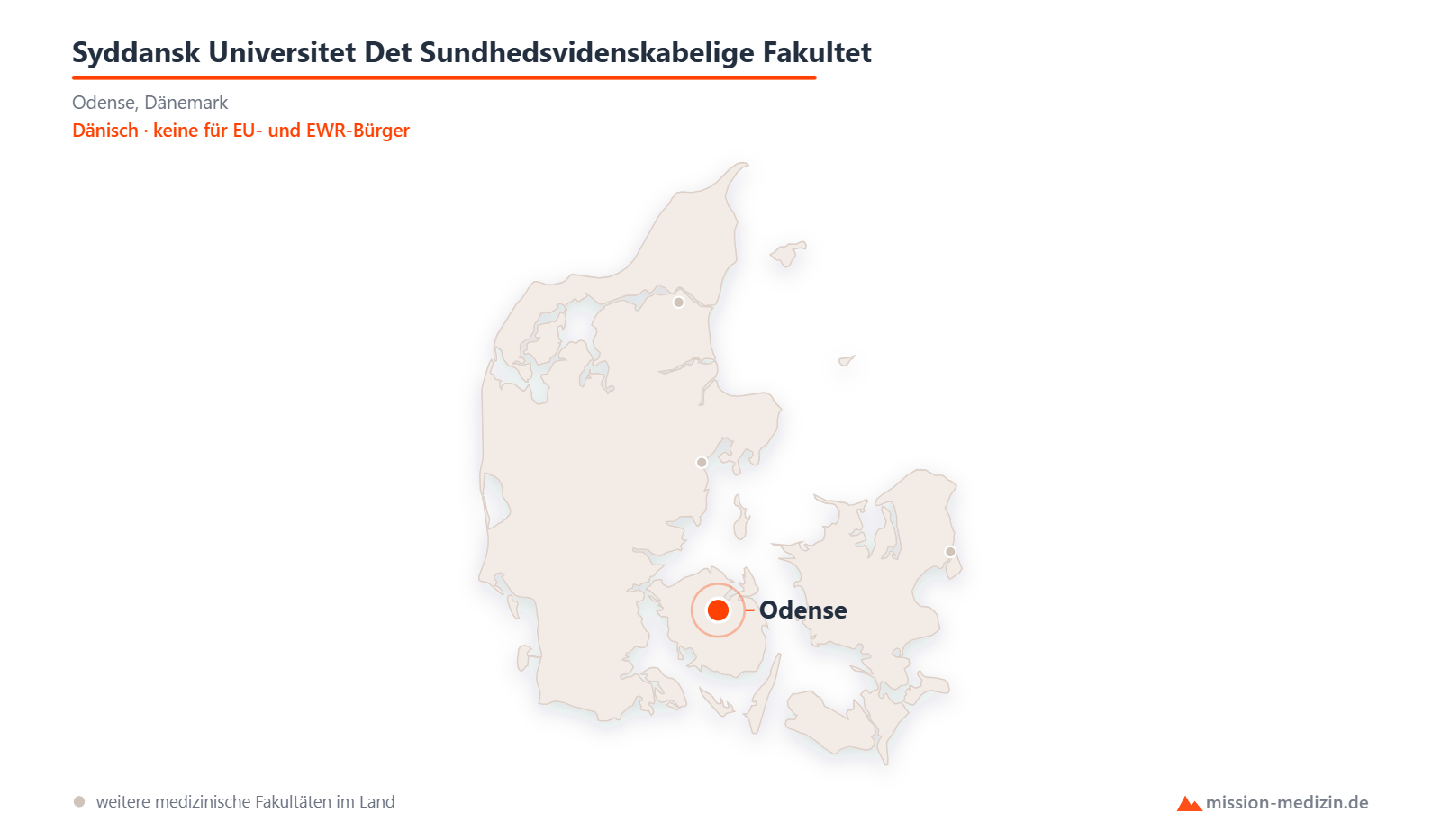 Karte: Lage von Syddansk Universitet Det Sundhedsvidenskabelige Fakultet in Dänemark