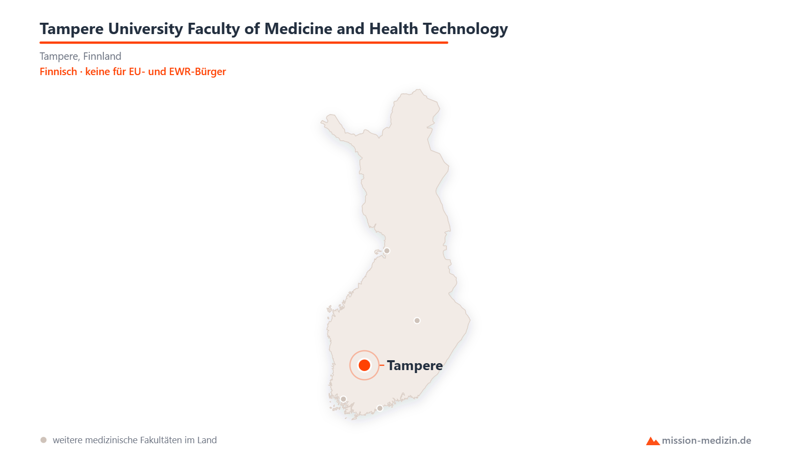 Karte: Lage von Tampere University Faculty of Medicine and Health Technology in Finnland