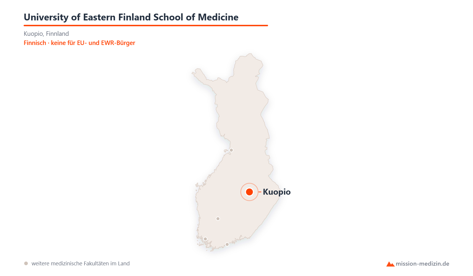 Karte: Lage von University of Eastern Finland School of Medicine in Finnland