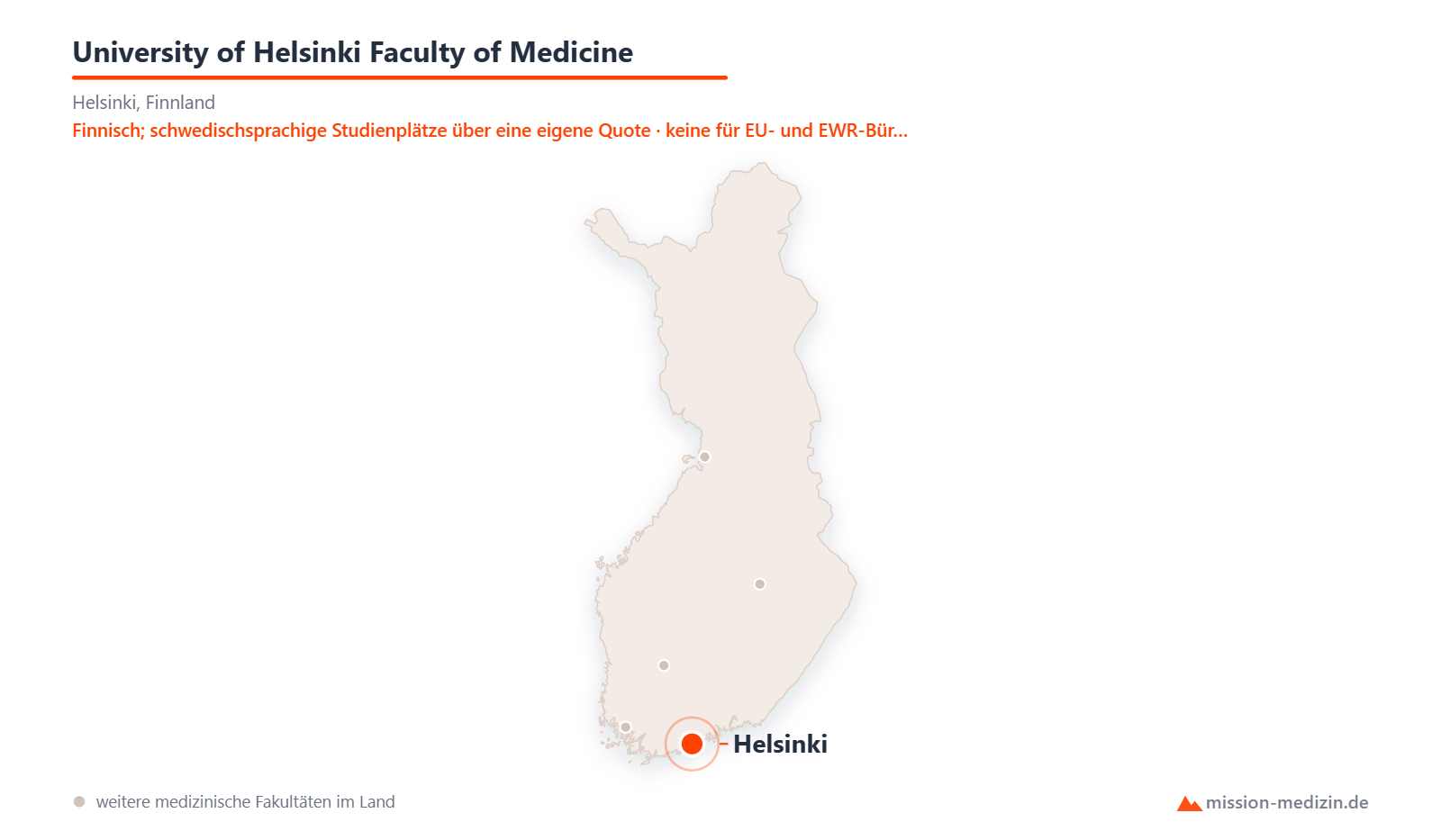 Karte: Lage von University of Helsinki Faculty of Medicine in Finnland