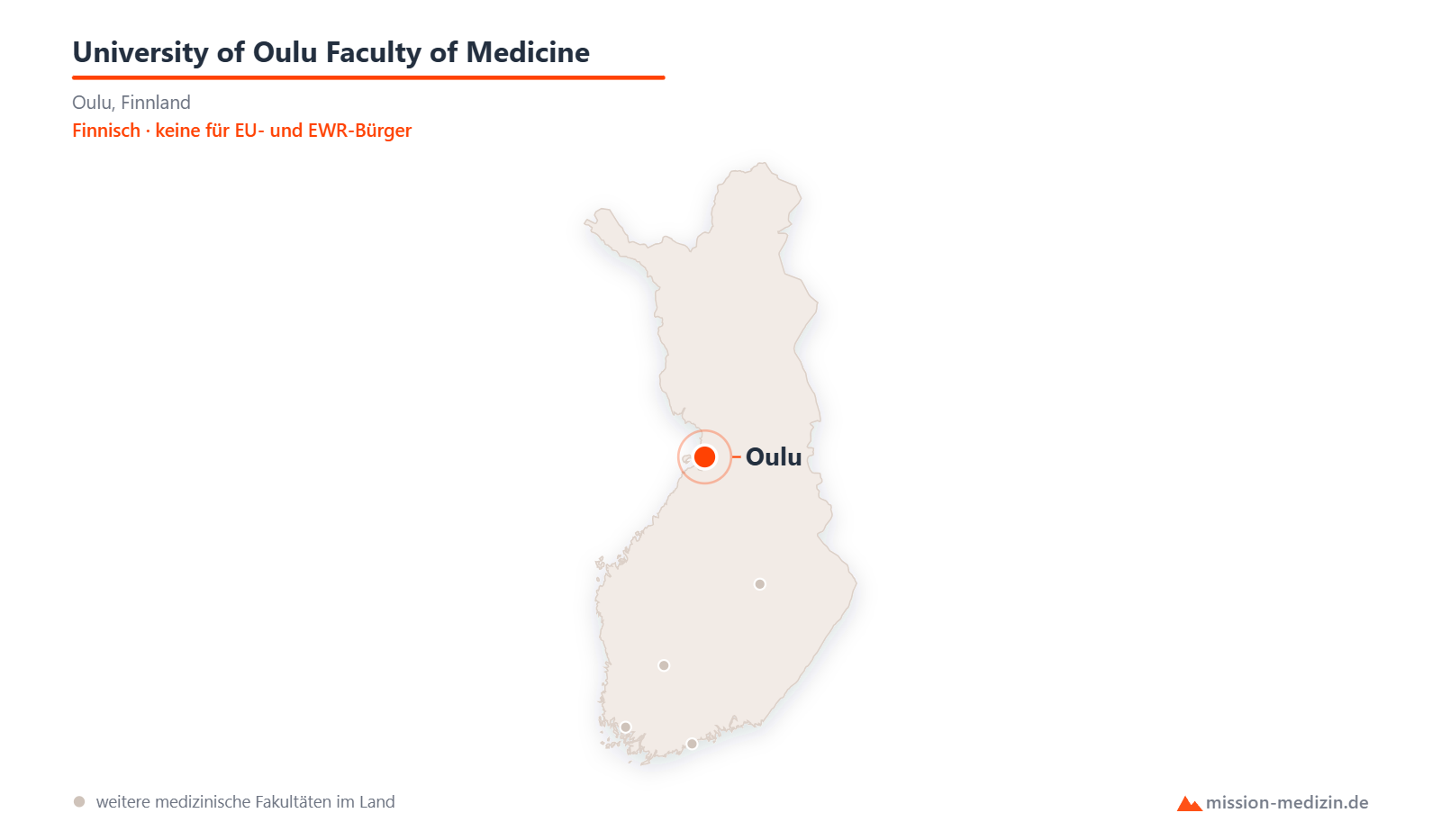 Karte: Lage von University of Oulu Faculty of Medicine in Finnland