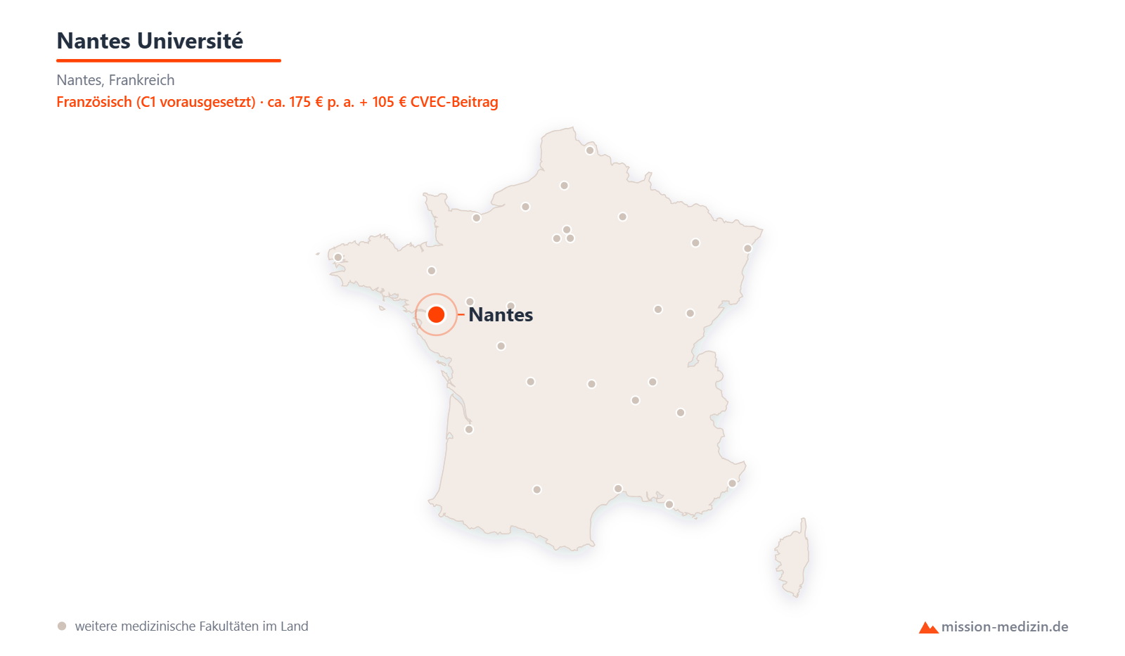 Karte: Lage von Nantes Université in Frankreich