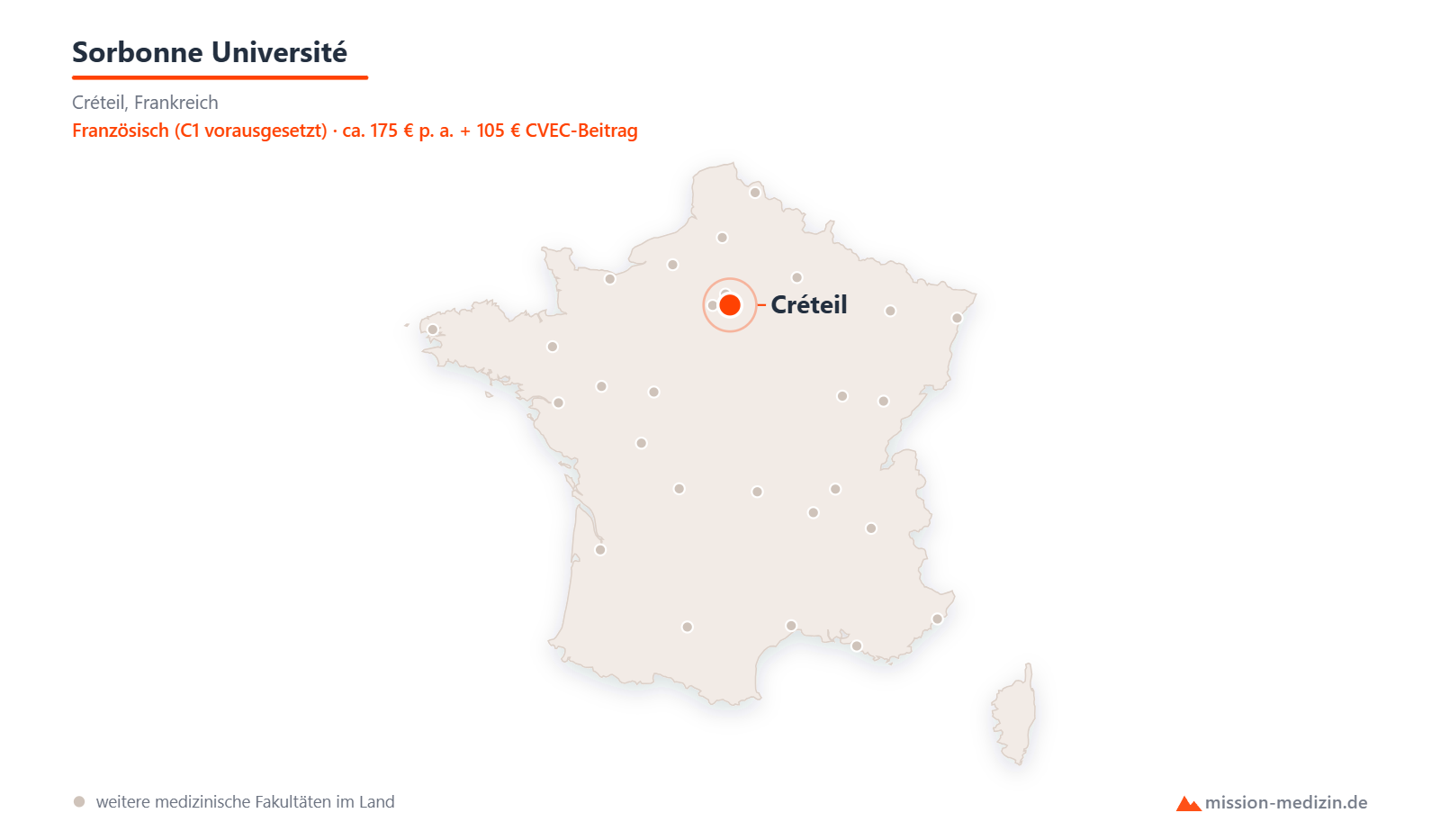 Karte: Lage von Sorbonne Université in Frankreich