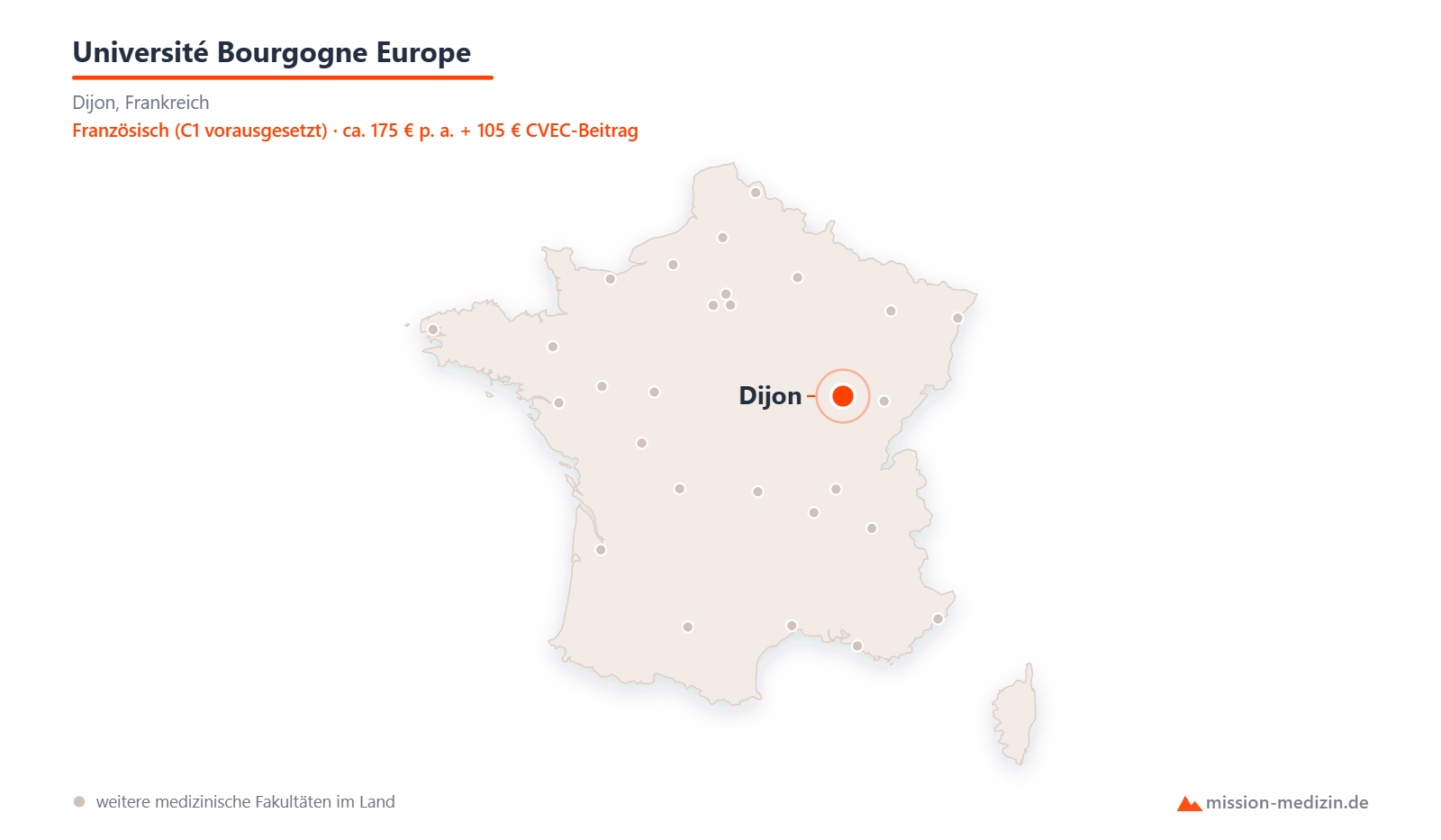 Karte: Lage von Université Bourgogne Europe in Frankreich