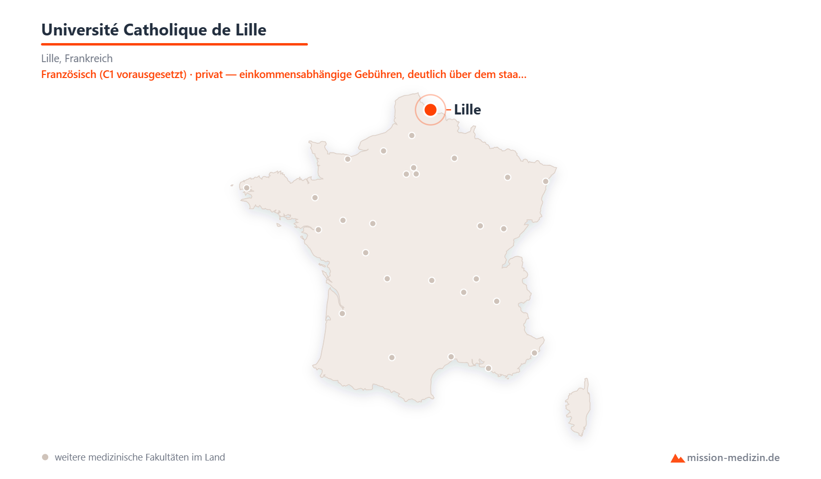 Karte: Lage von Université Catholique de Lille in Frankreich
