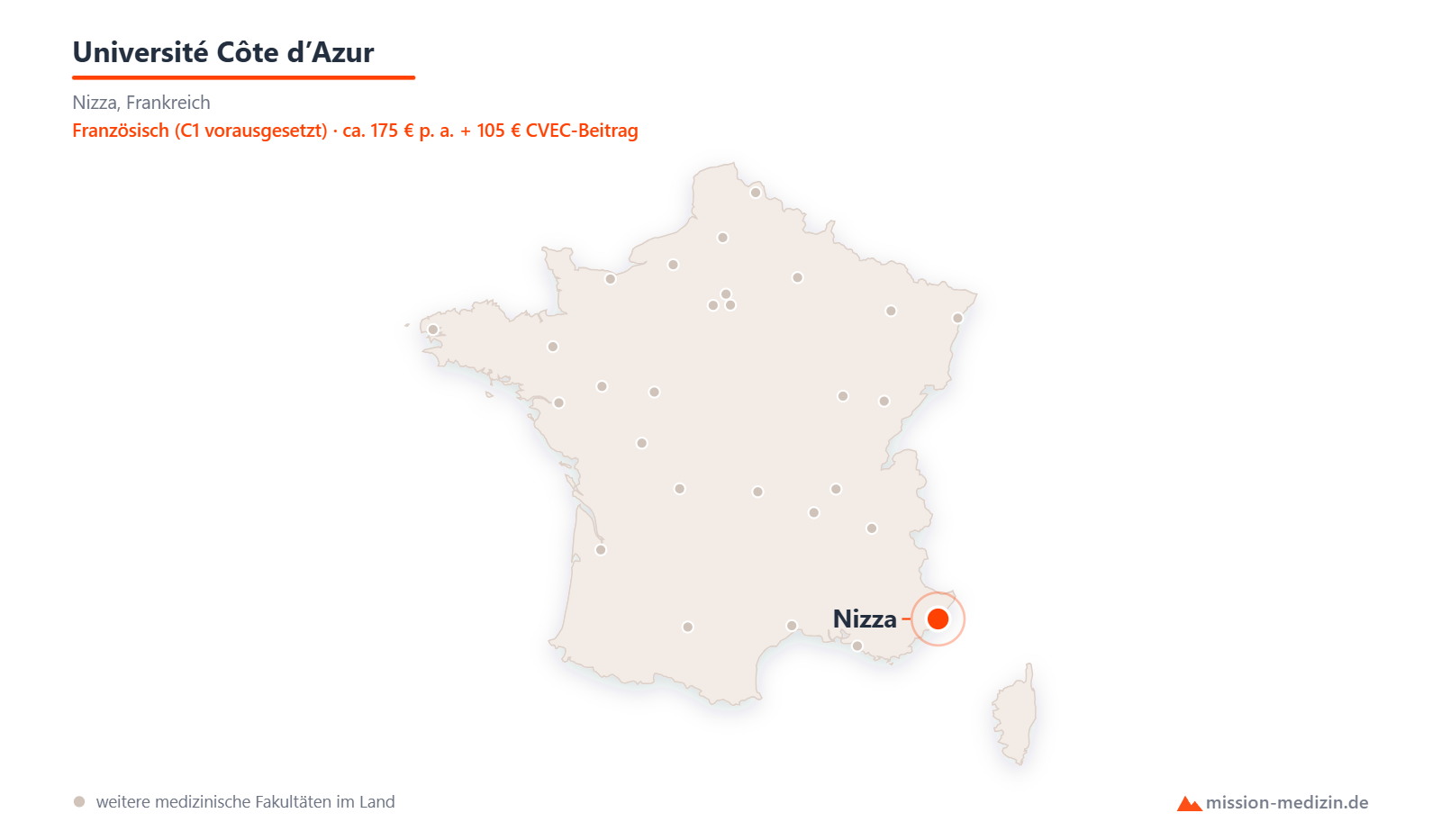 Karte: Lage von Université Côte d’Azur in Frankreich