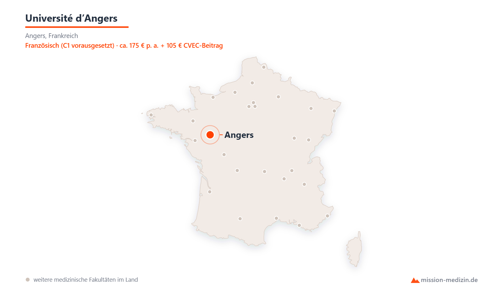 Karte: Lage von Université d’Angers in Frankreich