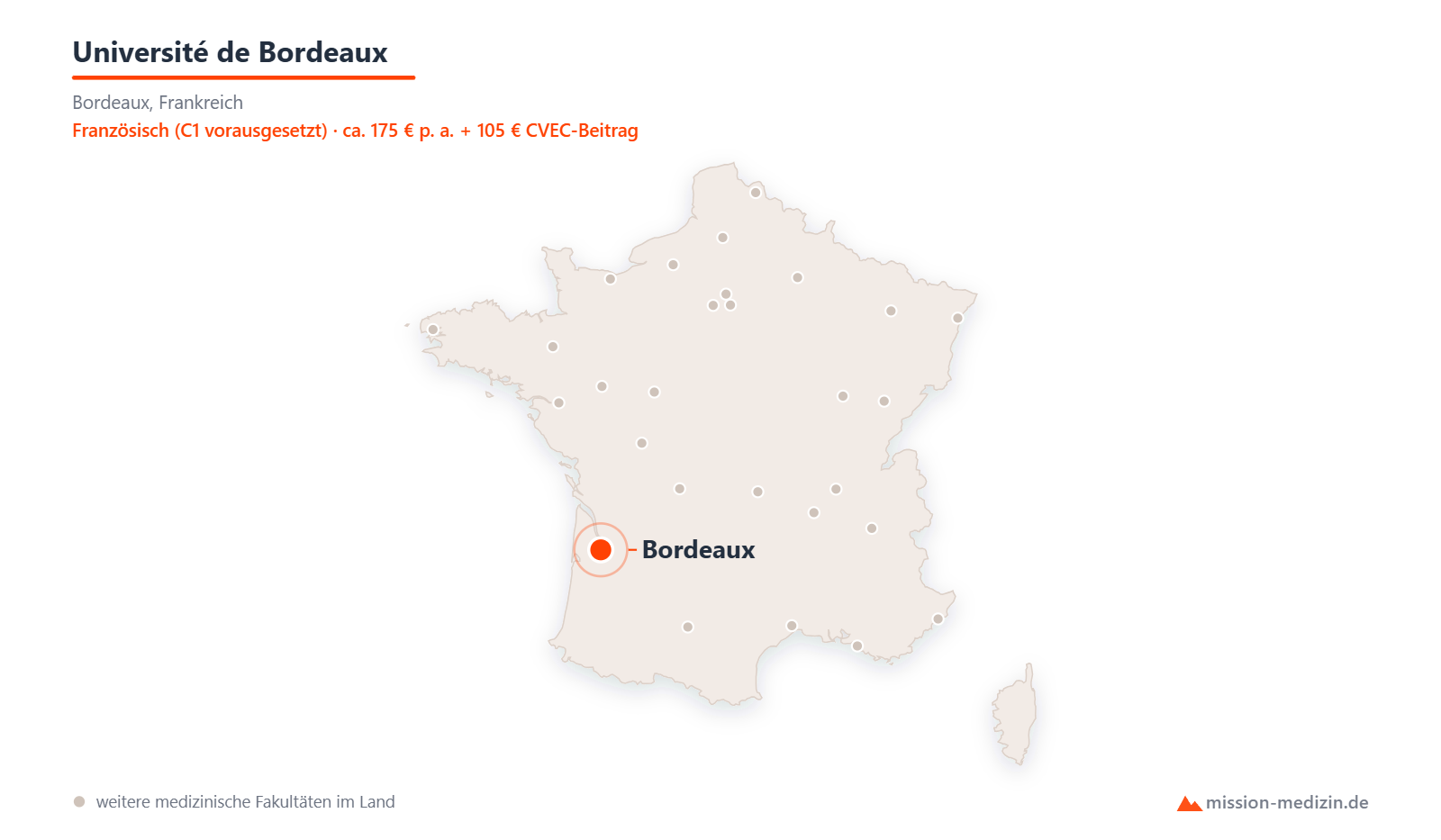 Karte: Lage von Université de Bordeaux in Frankreich