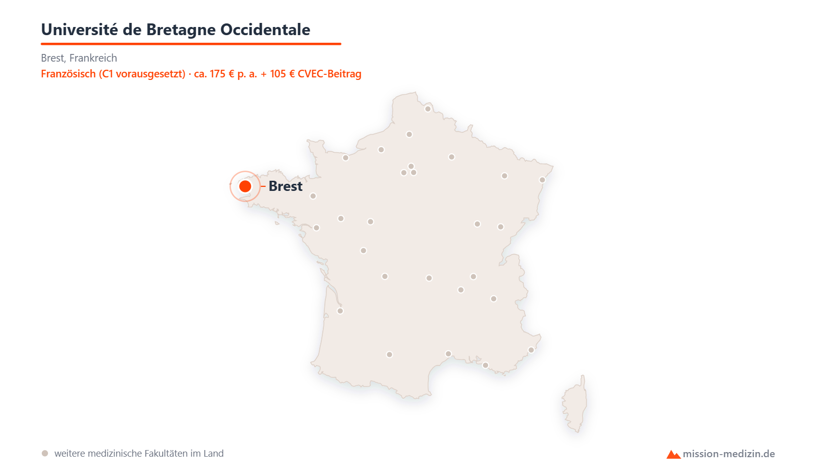 Karte: Lage von Université de Bretagne Occidentale in Frankreich