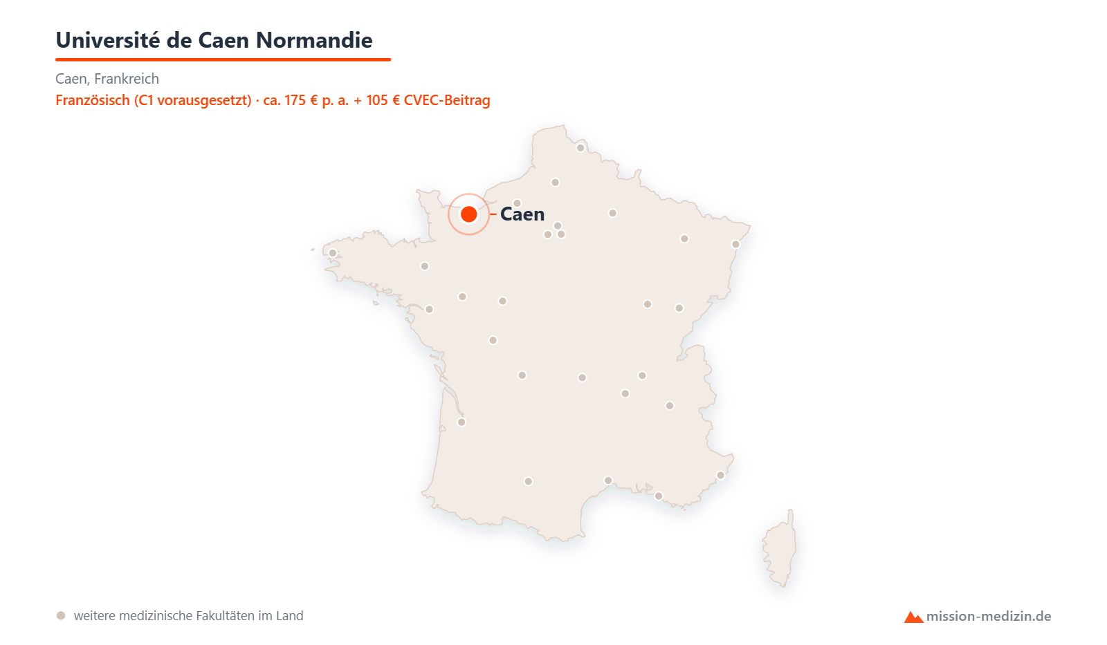 Karte: Lage von Université de Caen Normandie in Frankreich