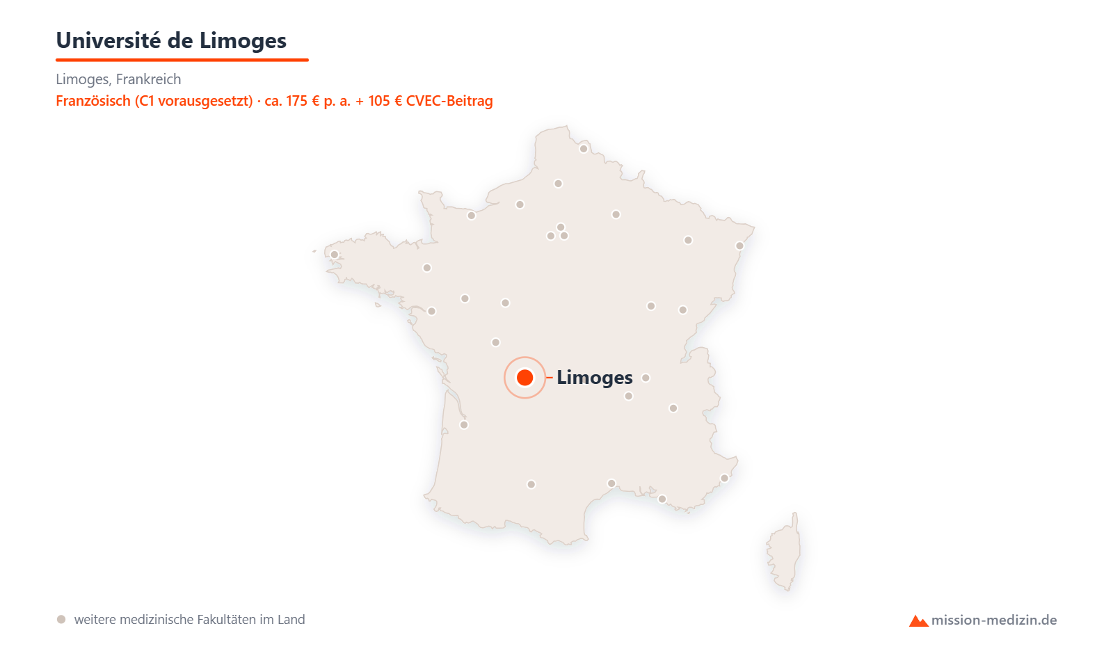 Karte: Lage von Université de Limoges in Frankreich