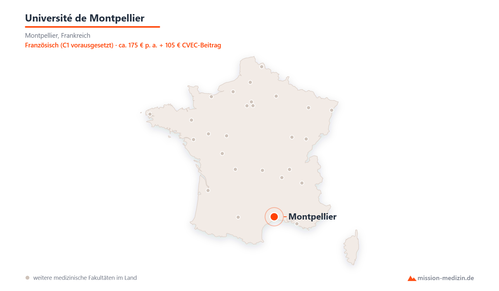 Karte: Lage von Université de Montpellier in Frankreich