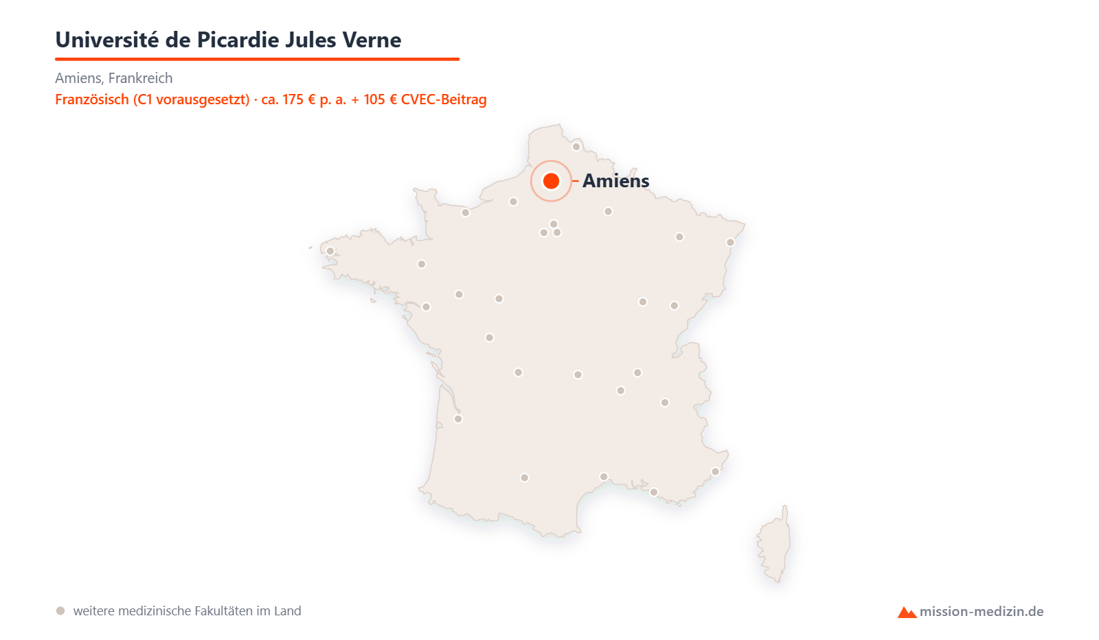 Karte: Lage von Université de Picardie Jules Verne in Frankreich