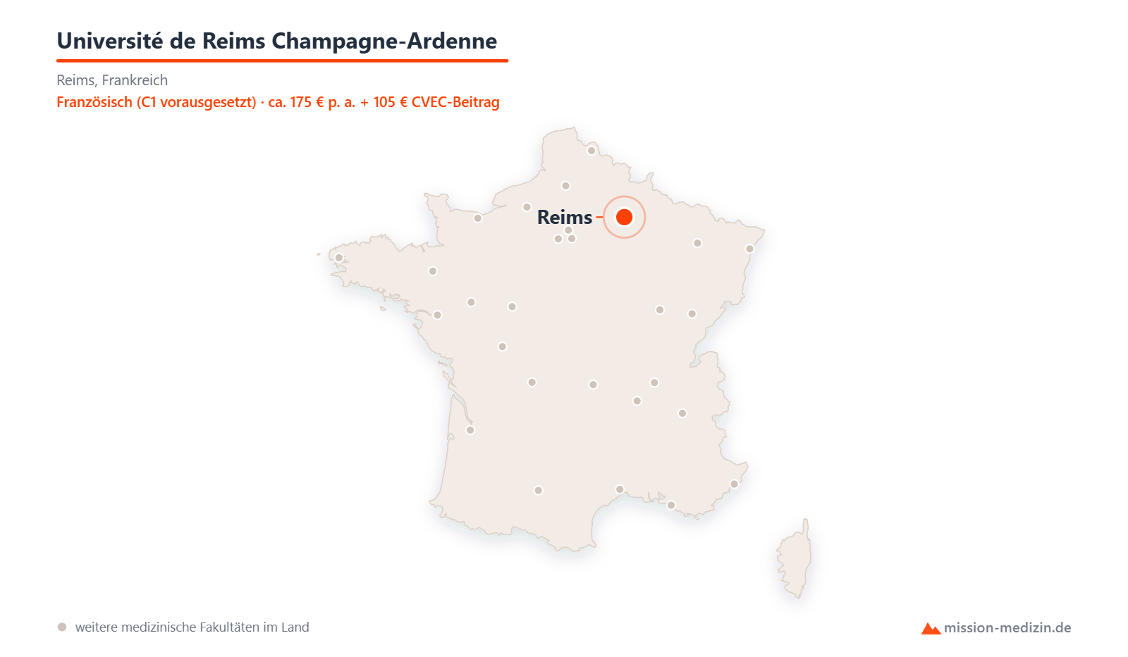 Karte: Lage von Université de Reims Champagne-Ardenne in Frankreich