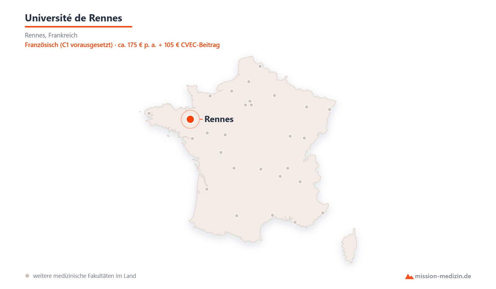 Karte: Lage von Université de Rennes in Frankreich