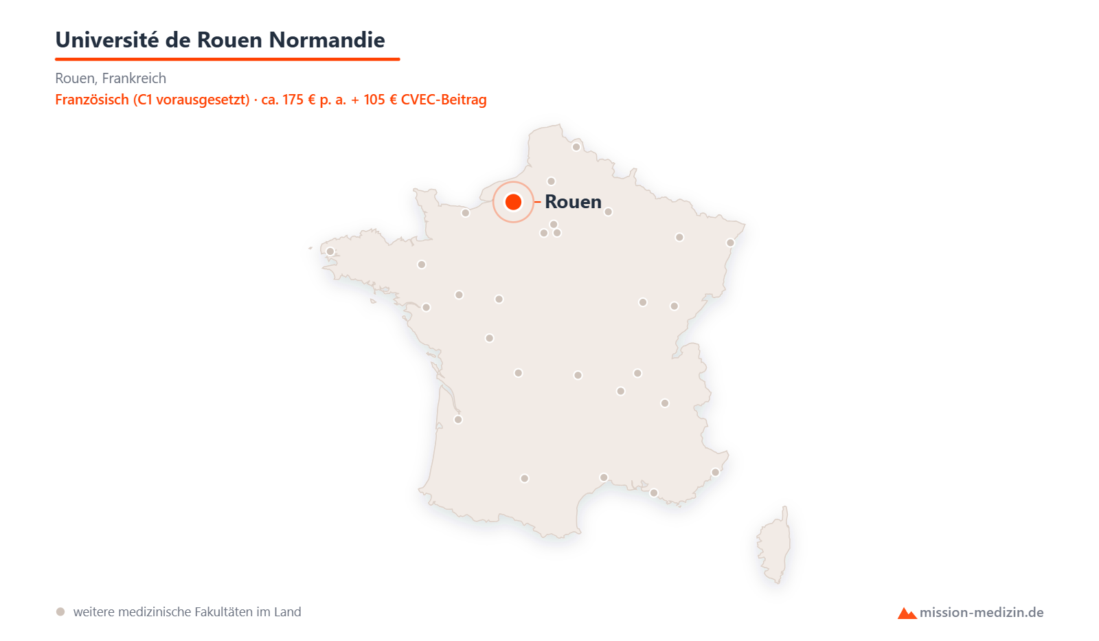 Karte: Lage von Université de Rouen Normandie in Frankreich