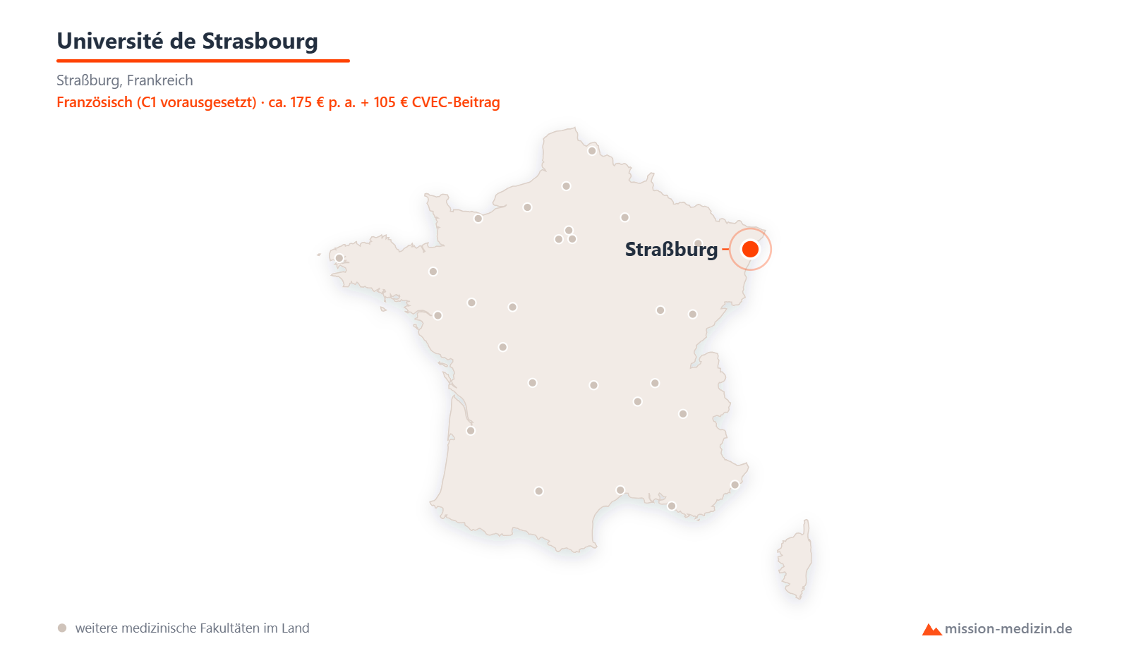 Karte: Lage von Université de Strasbourg in Frankreich