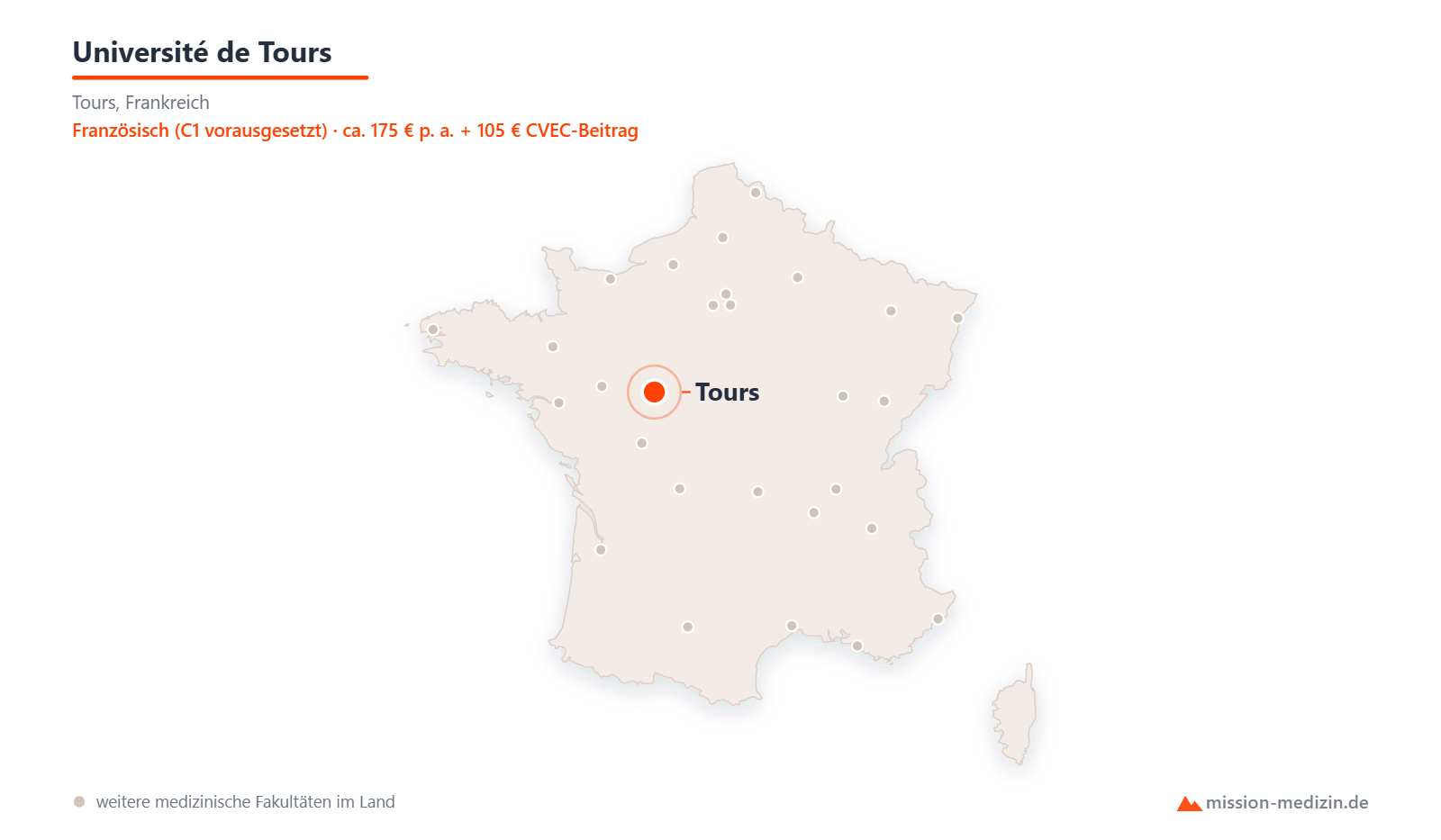 Karte: Lage von Université de Tours in Frankreich