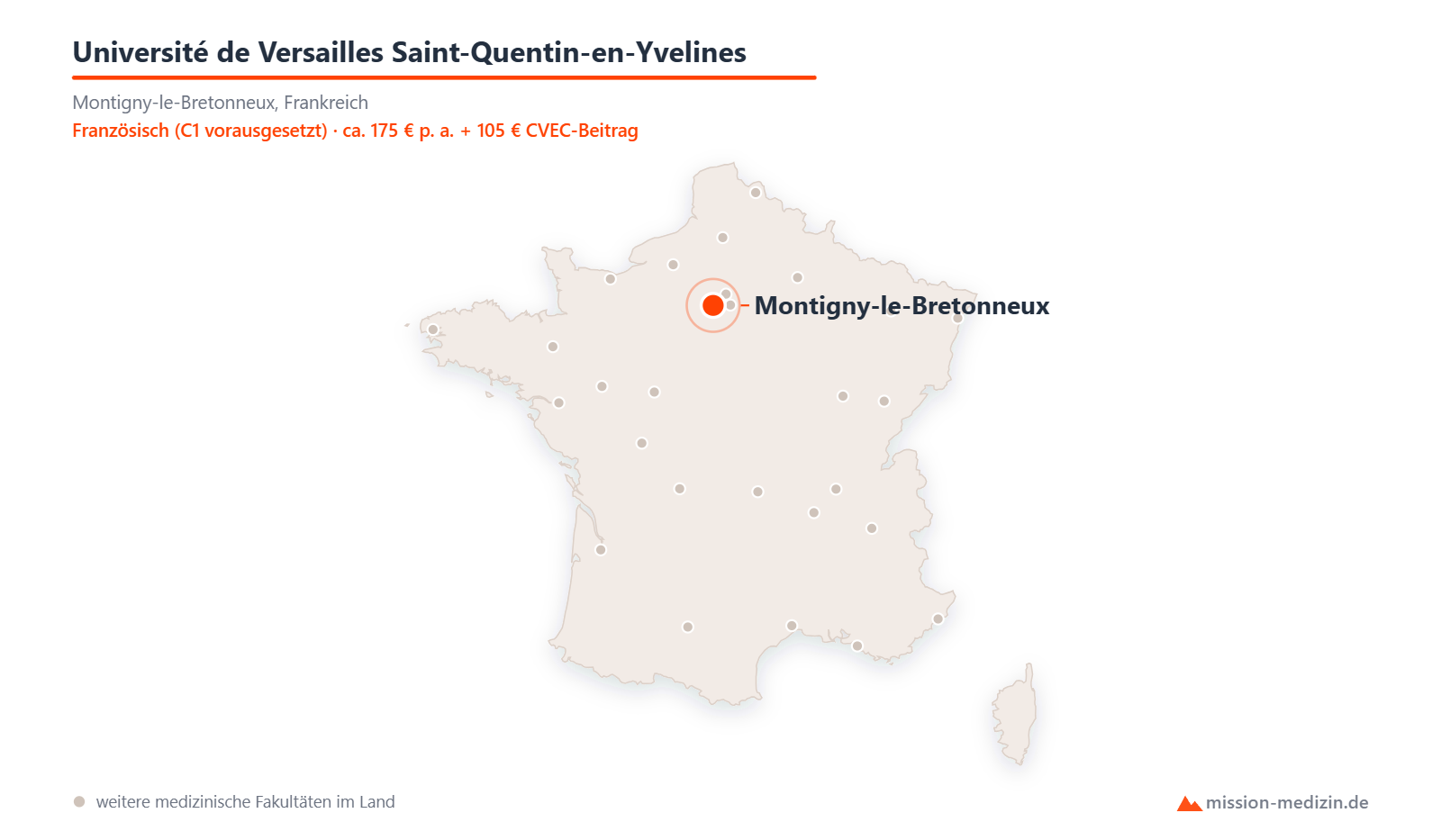 Karte: Lage von Université de Versailles Saint-Quentin-en-Yvelines in Frankreich