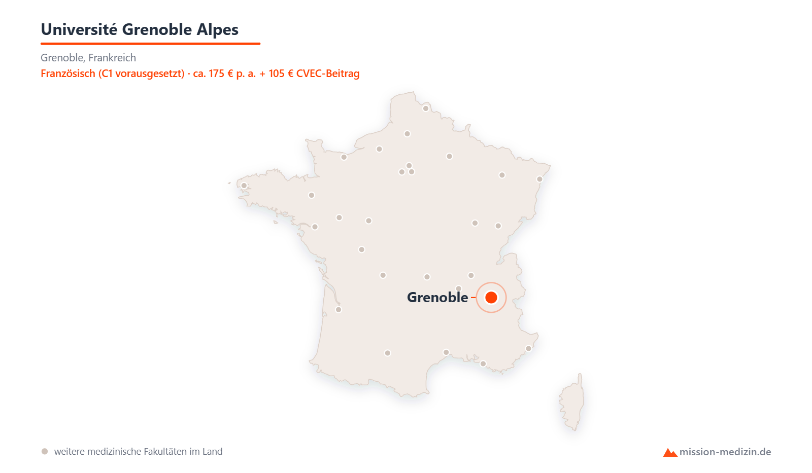 Karte: Lage von Université Grenoble Alpes in Frankreich