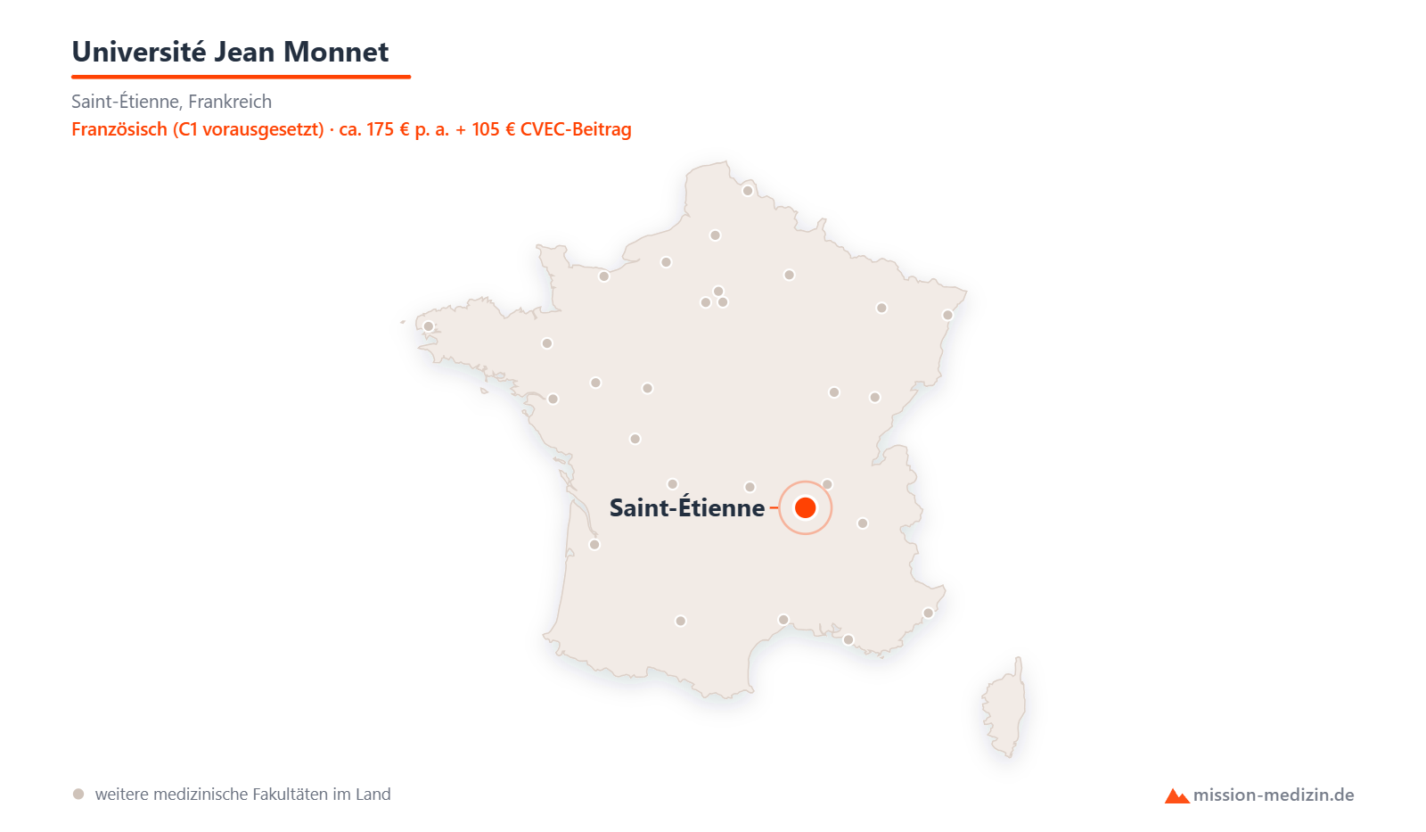 Karte: Lage von Université Jean Monnet in Frankreich