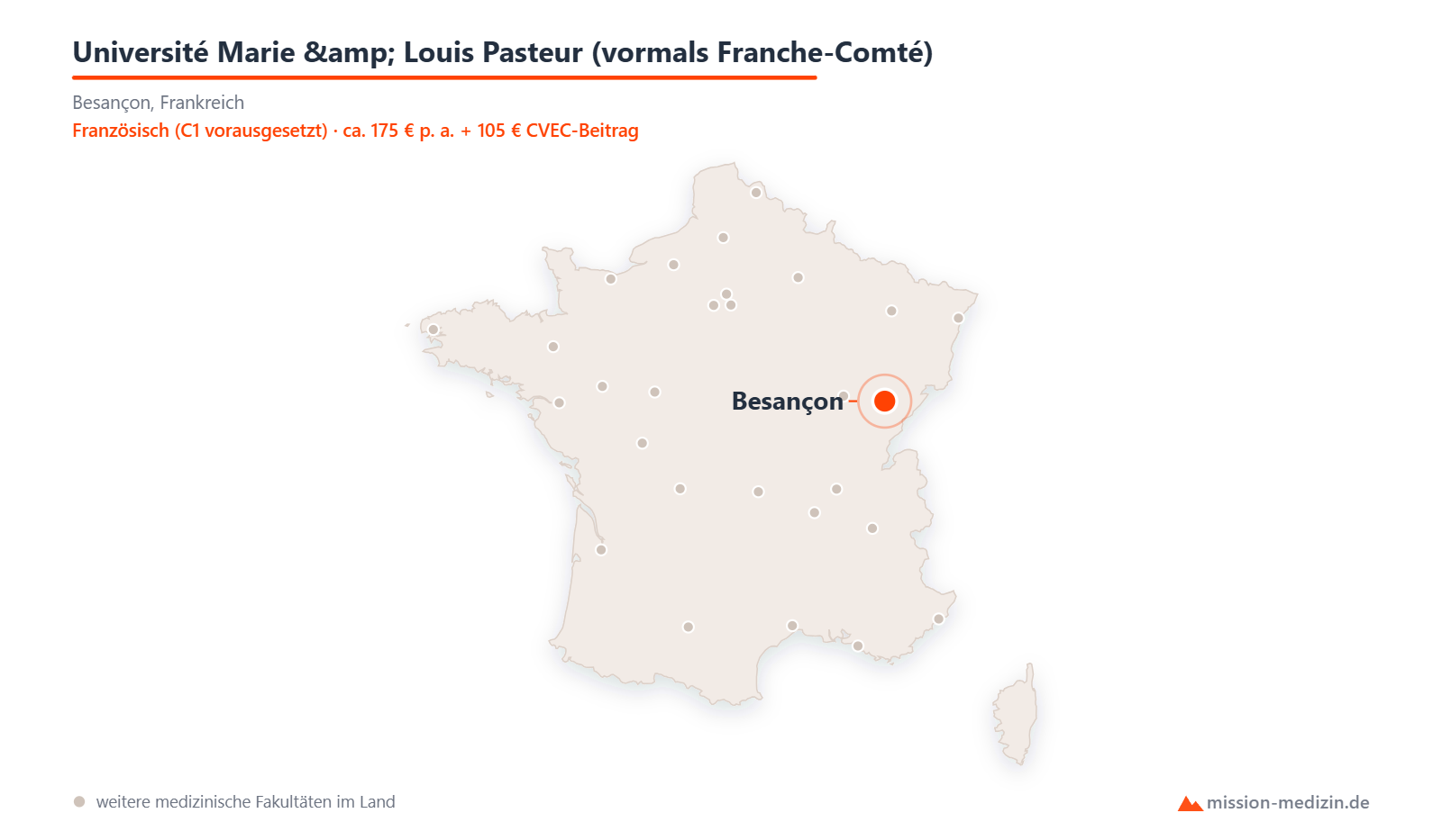 Karte: Lage von Université Marie & Louis Pasteur (vormals Franche-Comté) in Frankreich