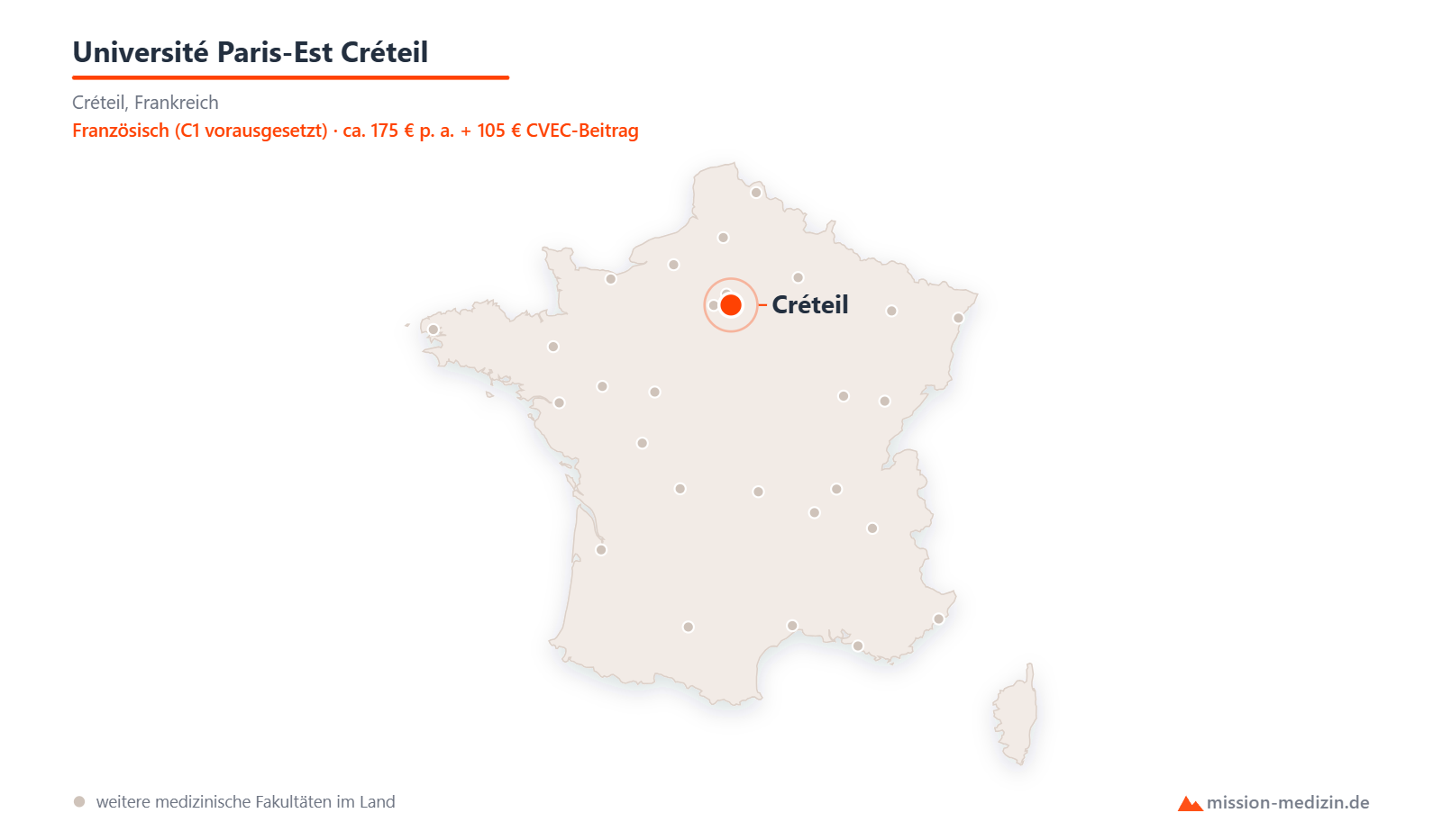 Karte: Lage von Université Paris-Est Créteil in Frankreich