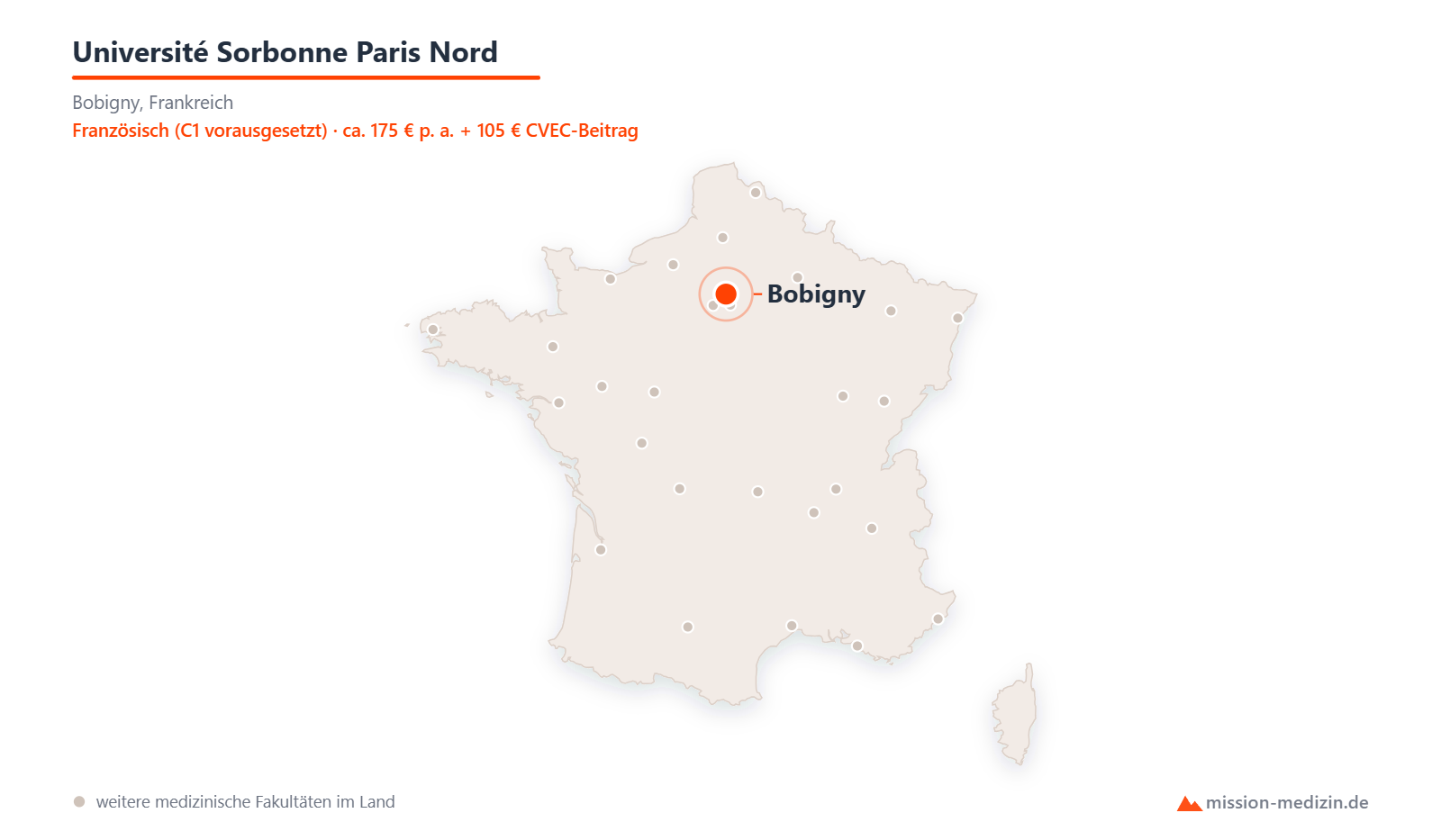 Karte: Lage von Université Sorbonne Paris Nord in Frankreich
