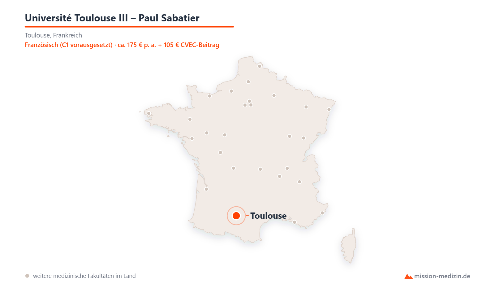 Karte: Lage von Université Toulouse III – Paul Sabatier in Frankreich