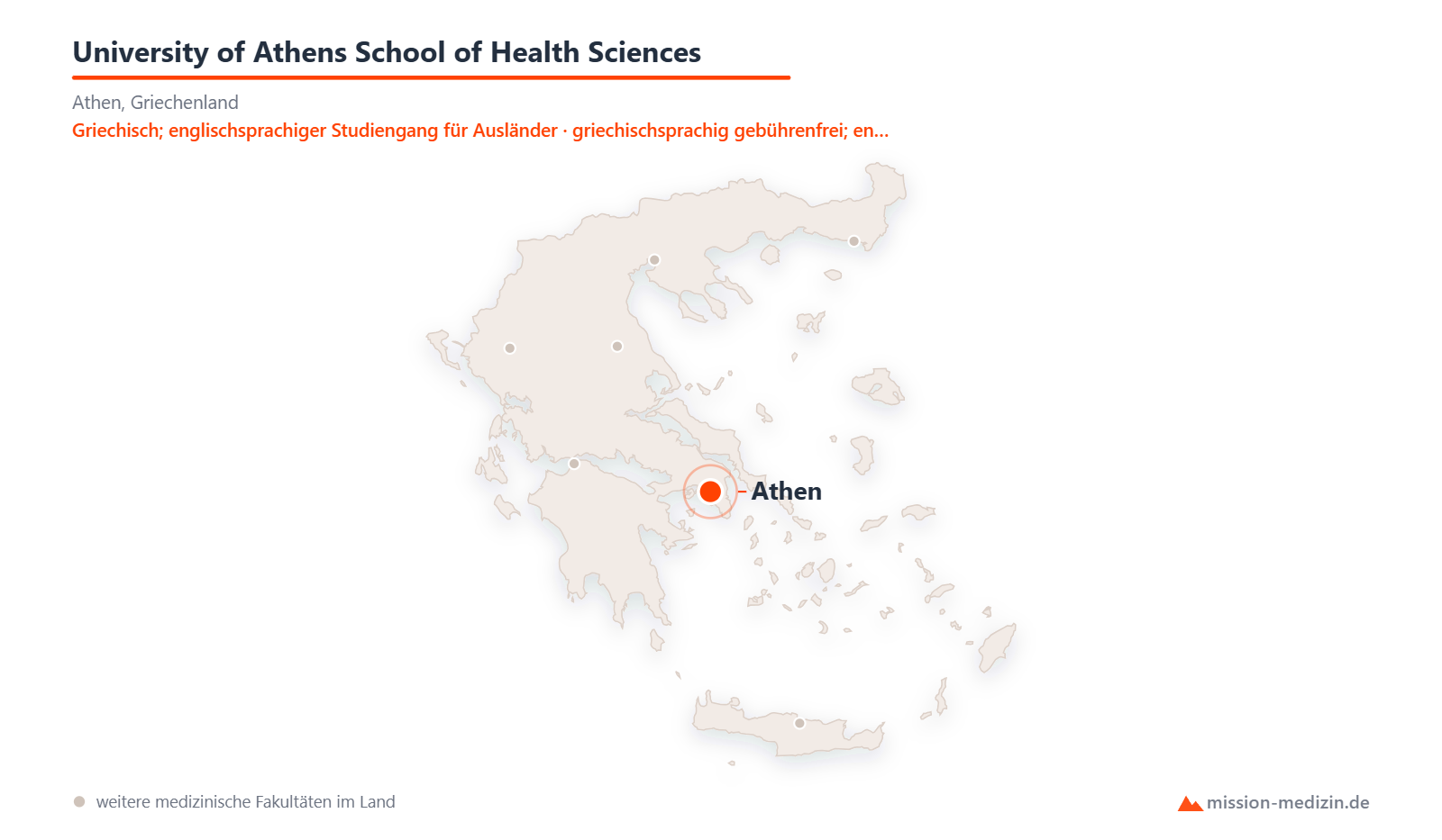 Karte: Lage von University of Athens School of Health Sciences in Griechenland