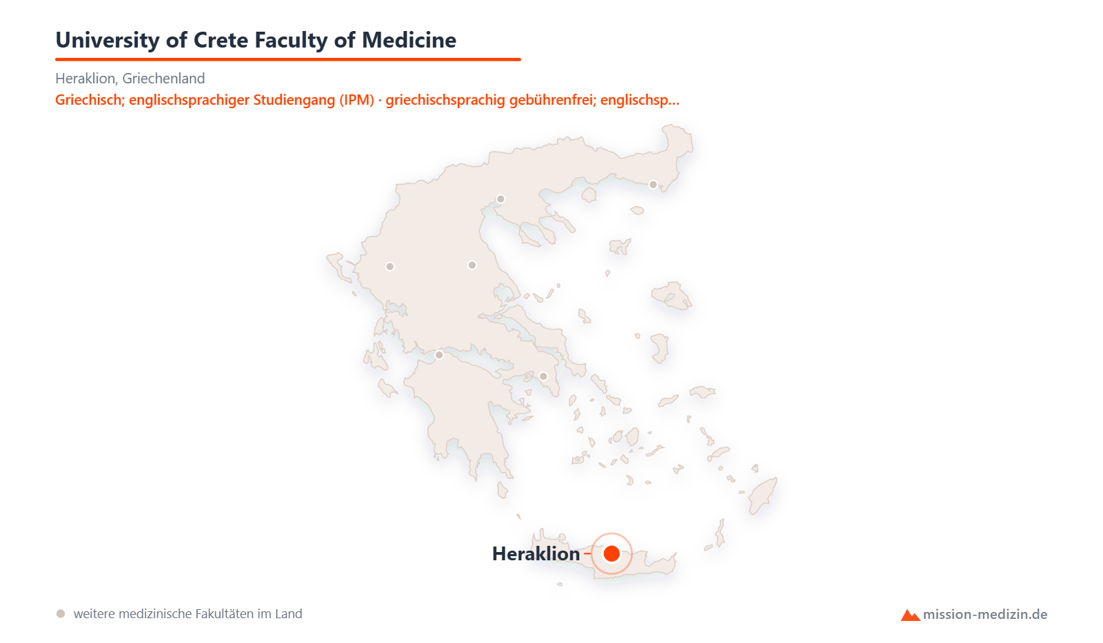 Karte: Lage von University of Crete Faculty of Medicine in Griechenland