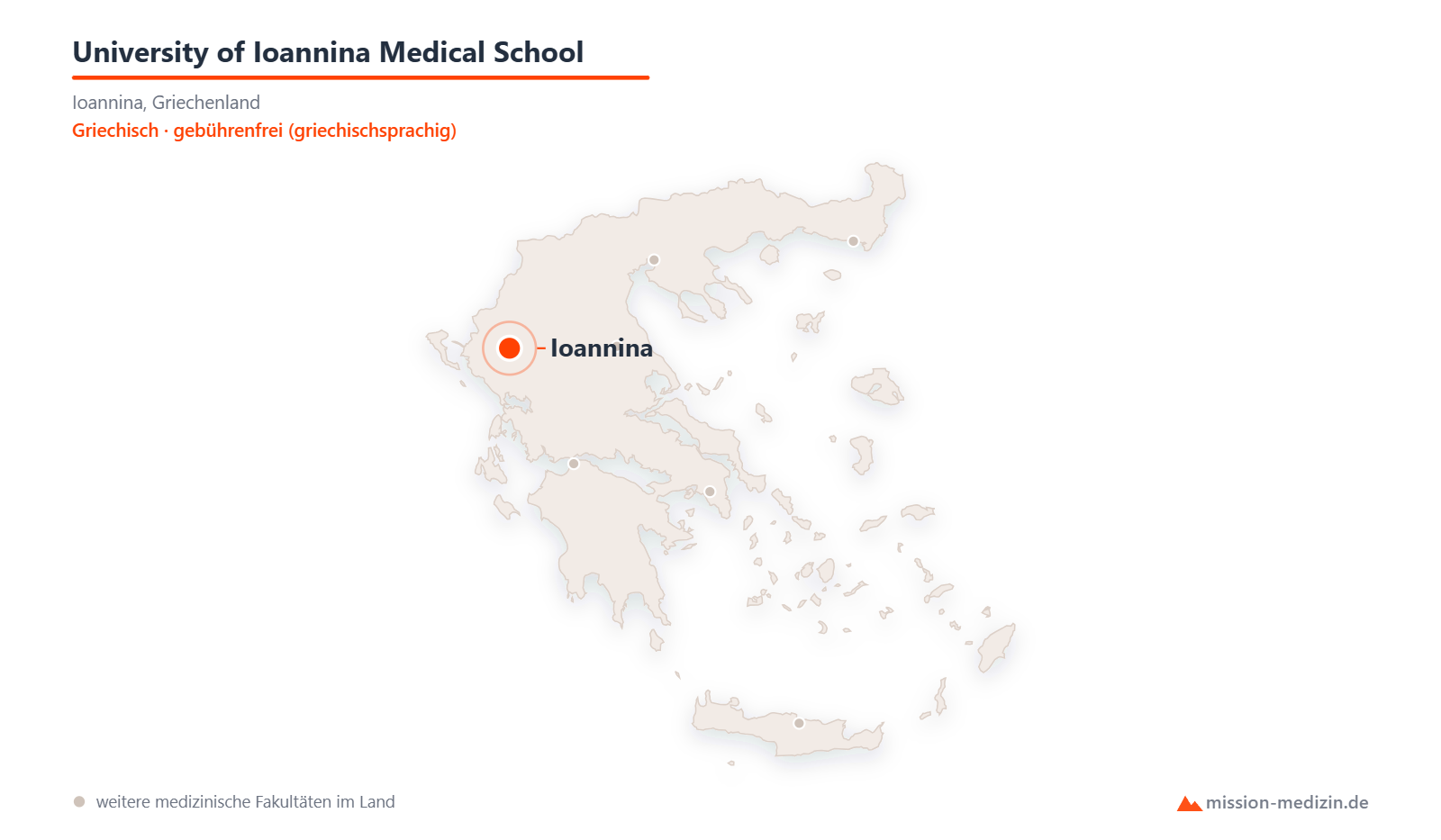 Karte: Lage von University of Ioannina Medical School in Griechenland