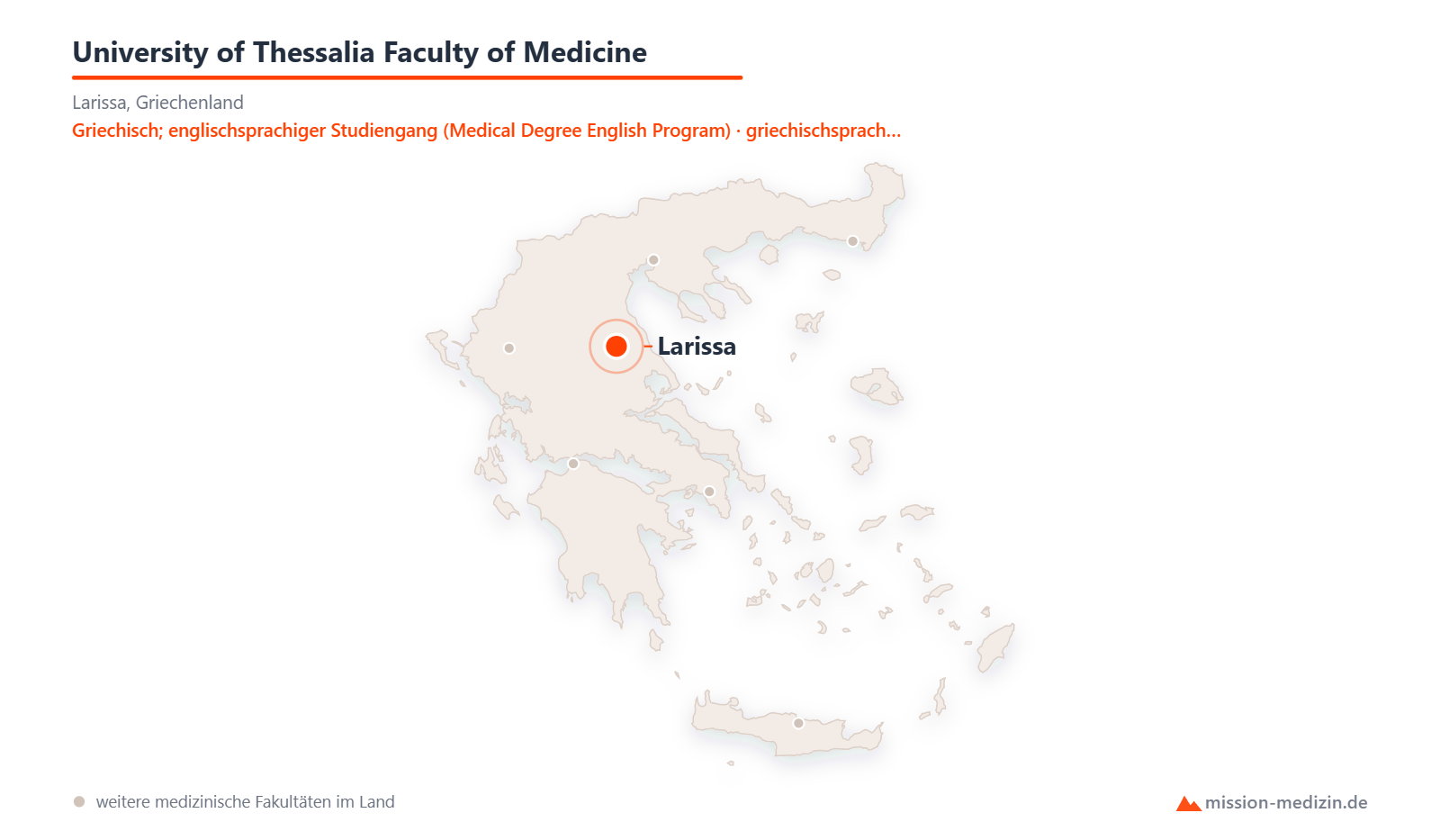 Karte: Lage von University of Thessalia Faculty of Medicine in Griechenland