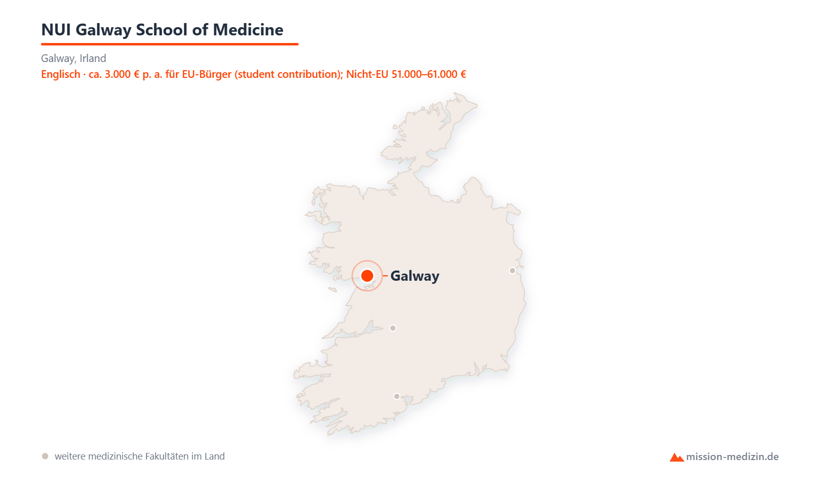 Karte: Lage von NUI Galway School of Medicine in Irland