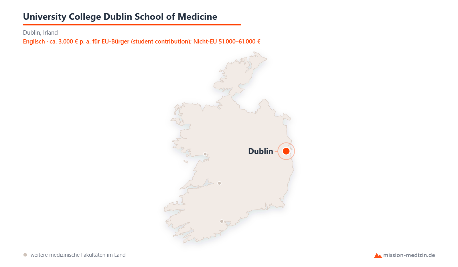 Karte: Lage von University College Dublin School of Medicine in Irland