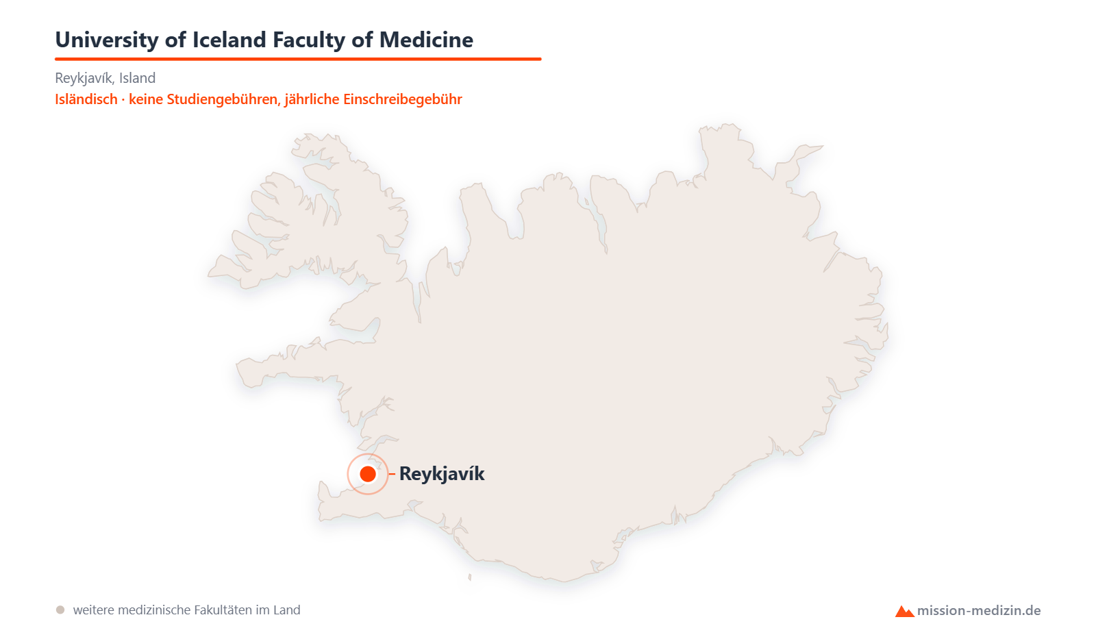 Karte: Lage von University of Iceland Faculty of Medicine in Island