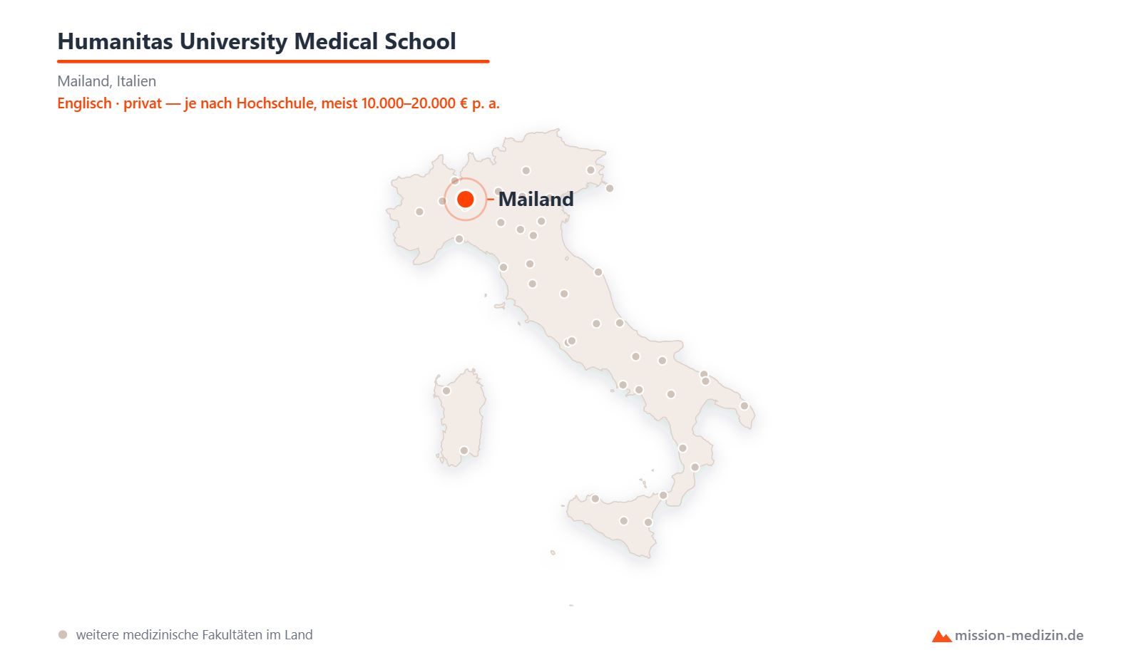 Karte: Lage von Humanitas University Medical School in Italien