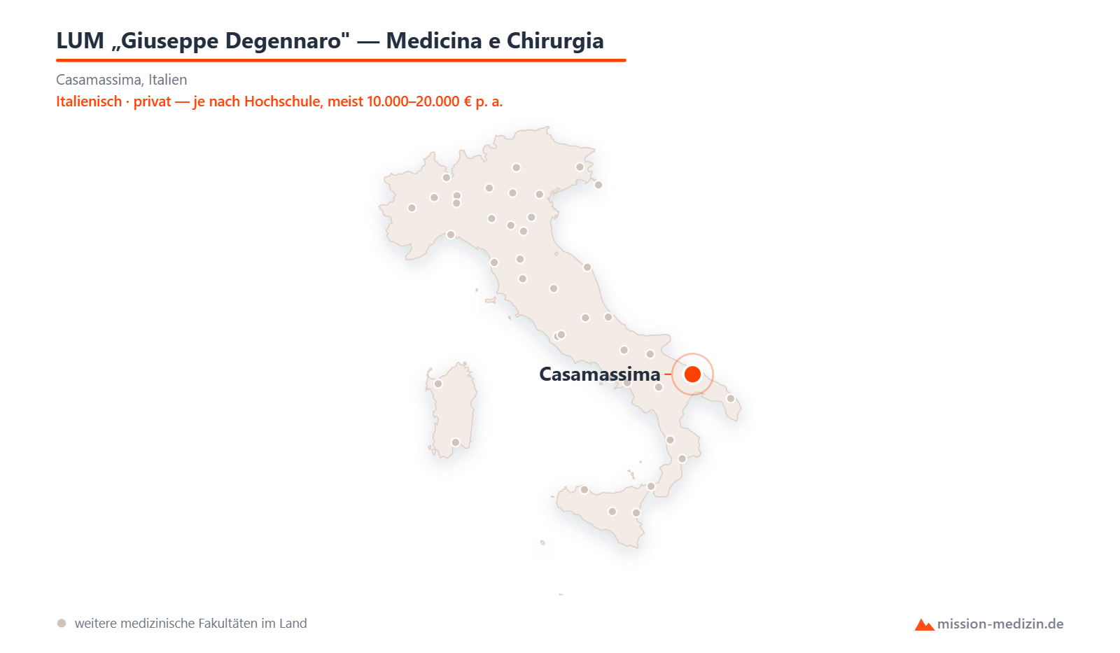 Karte: Lage von LUM „Giuseppe Degennaro — Medicina e Chirurgia in Italien