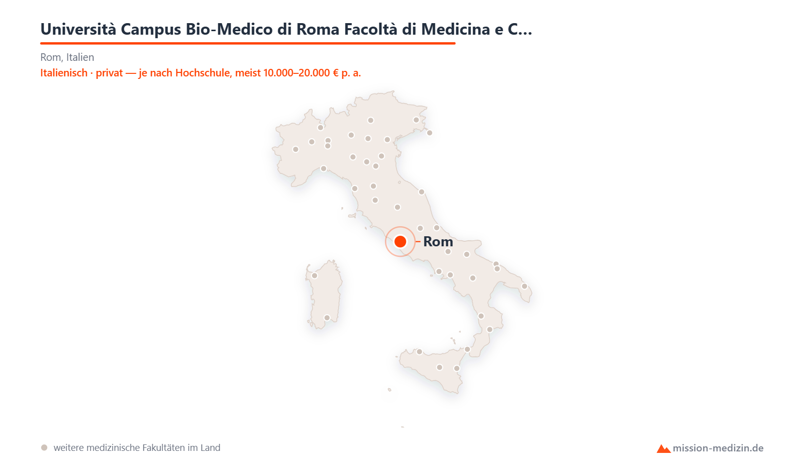 Karte: Lage von Università Campus Bio-Medico di Roma Facoltà di Medicina e Chirurgia in Italien